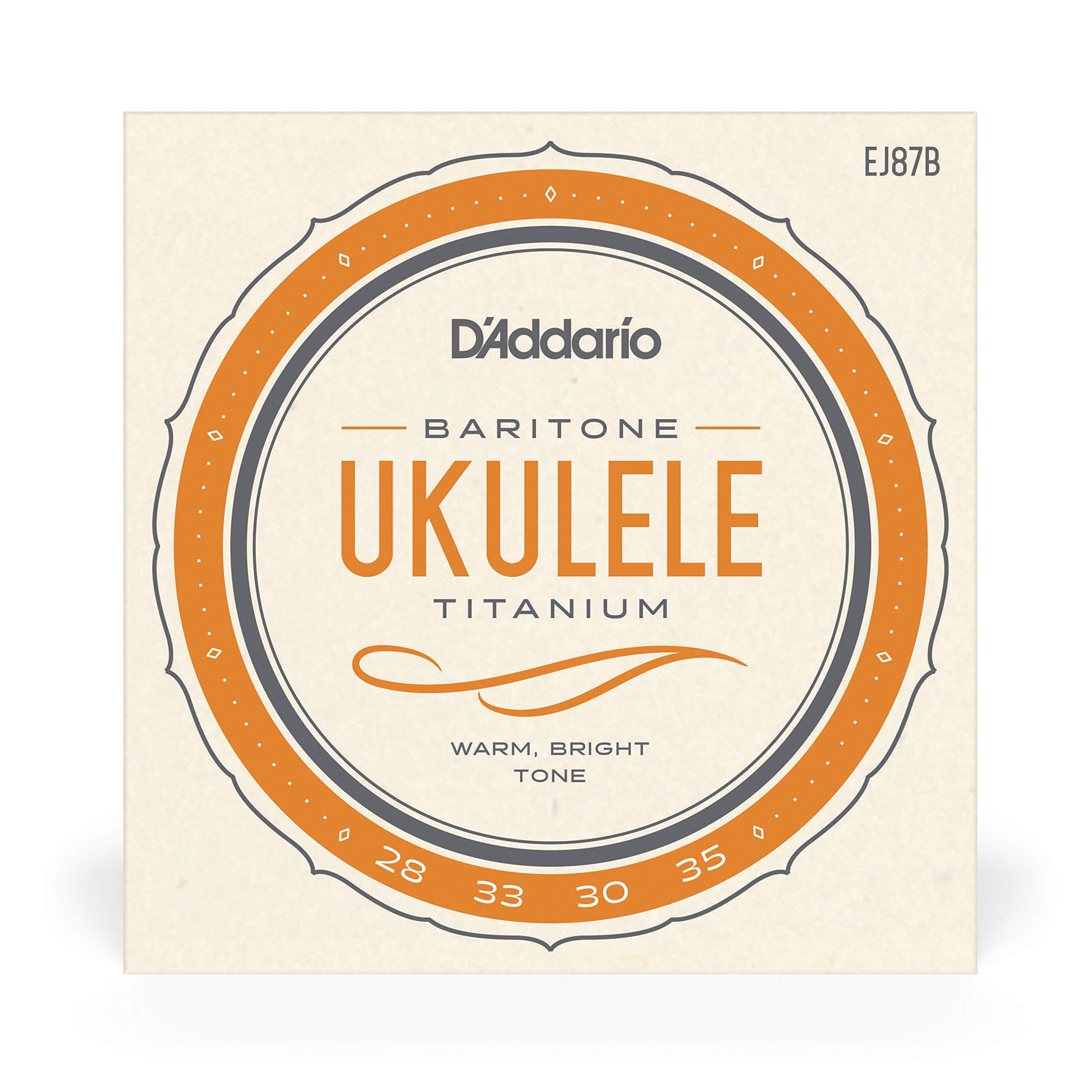 D'Addario Baritone Ukulele Strings, Titanium, Ej87B, 4 String Set, Pack Of 1