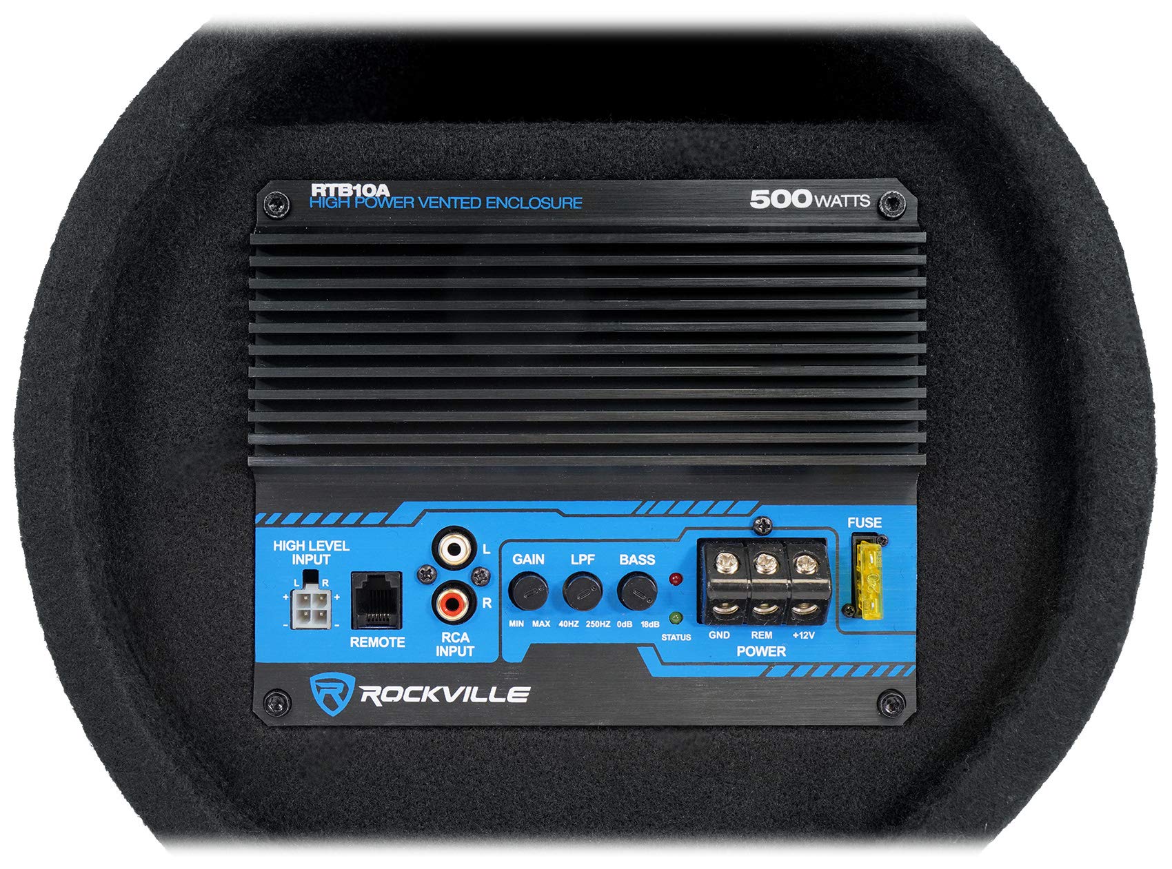 Rockville 10'' 500W Powered Subwoofer Tube + Bass Remote, 10 Inch (Rtb10A)