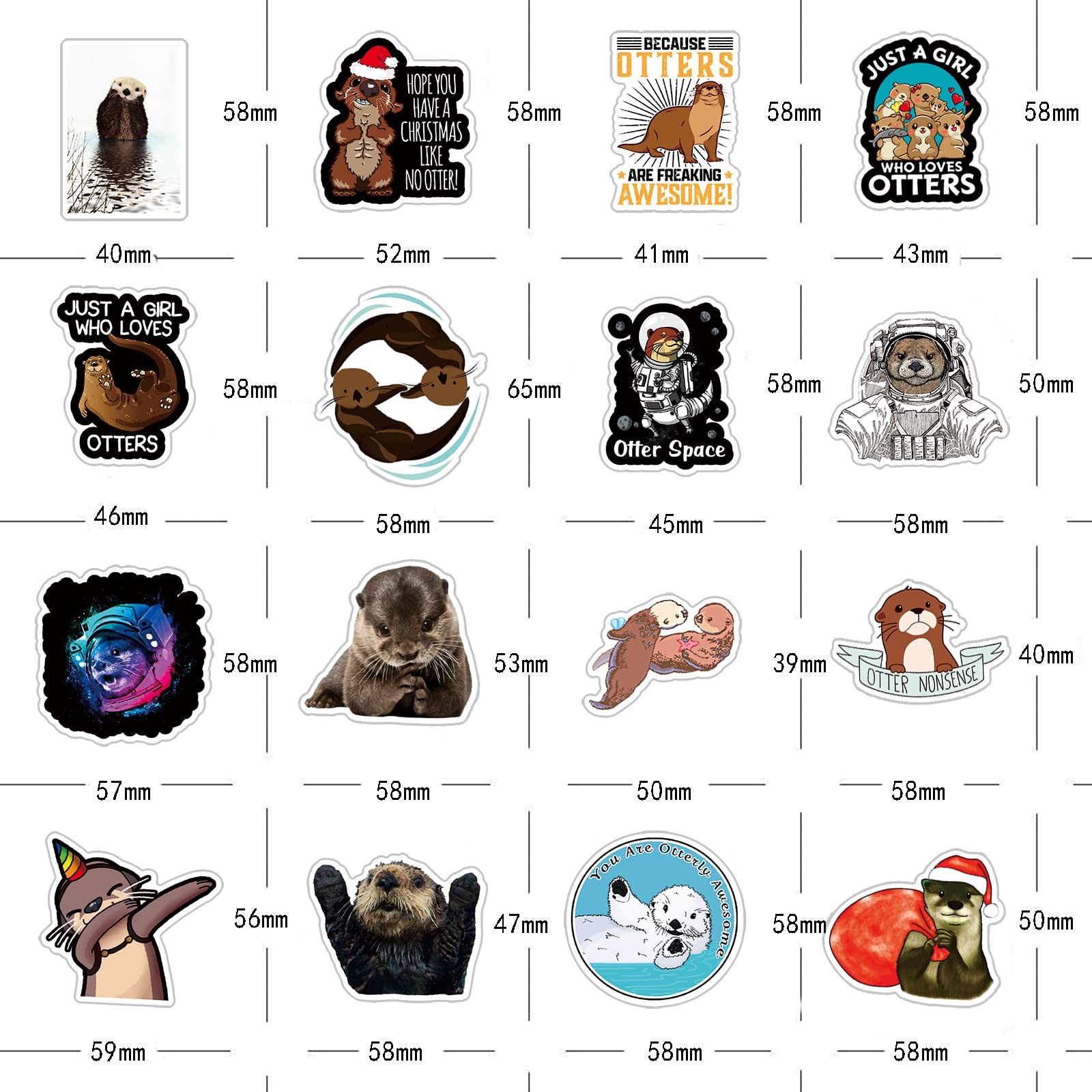 The Eurasian River Otter Cute Cartoon Animal Stickers 50Pcs Pack | Kawaii Deacls Graffiti Vinyl Pvc Waterproof For Adults Water