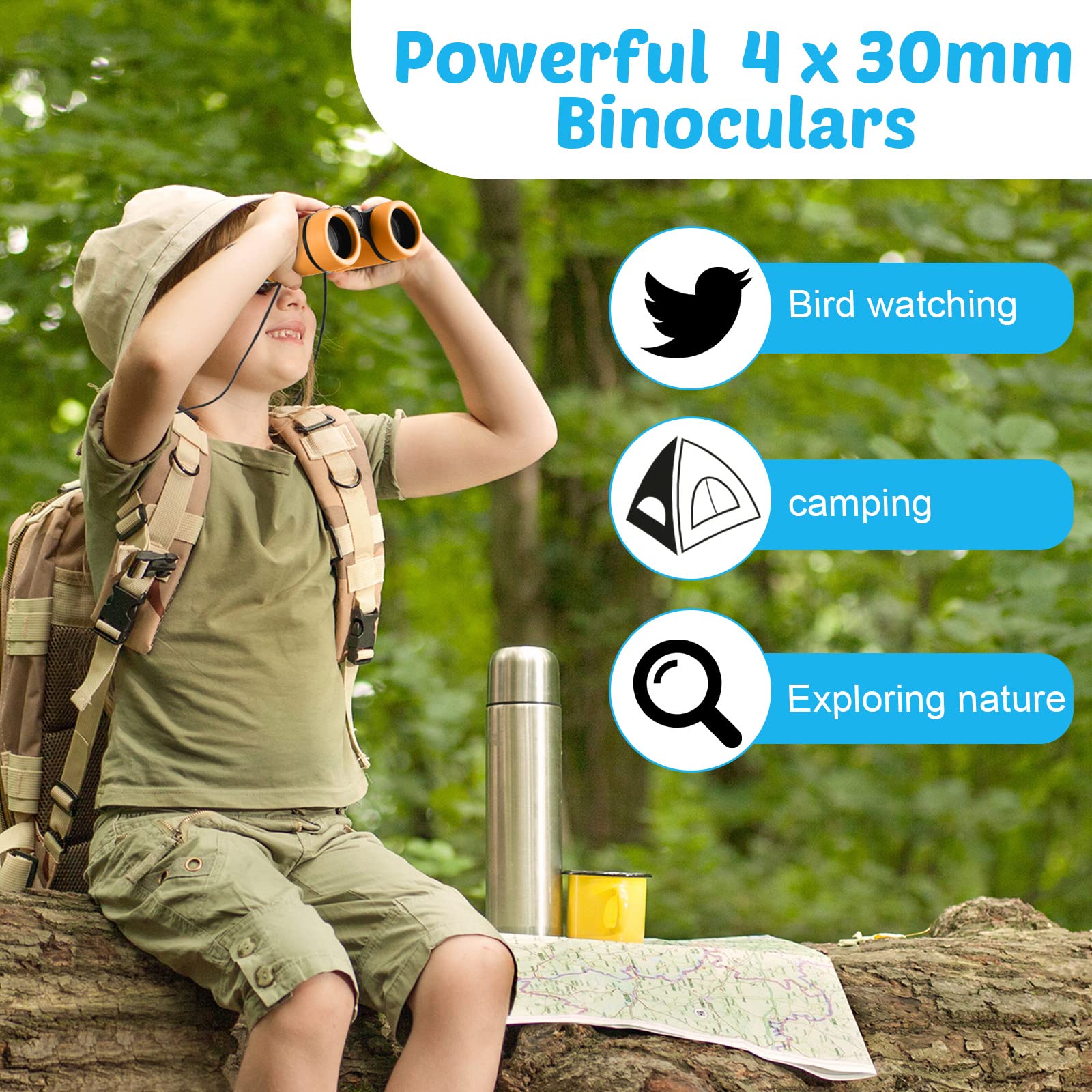 4 Set Kids Binoculars Children Colorful Real Binoculars Set Shockproof High Resolution Binoculars With Magnifying Glass And Comp