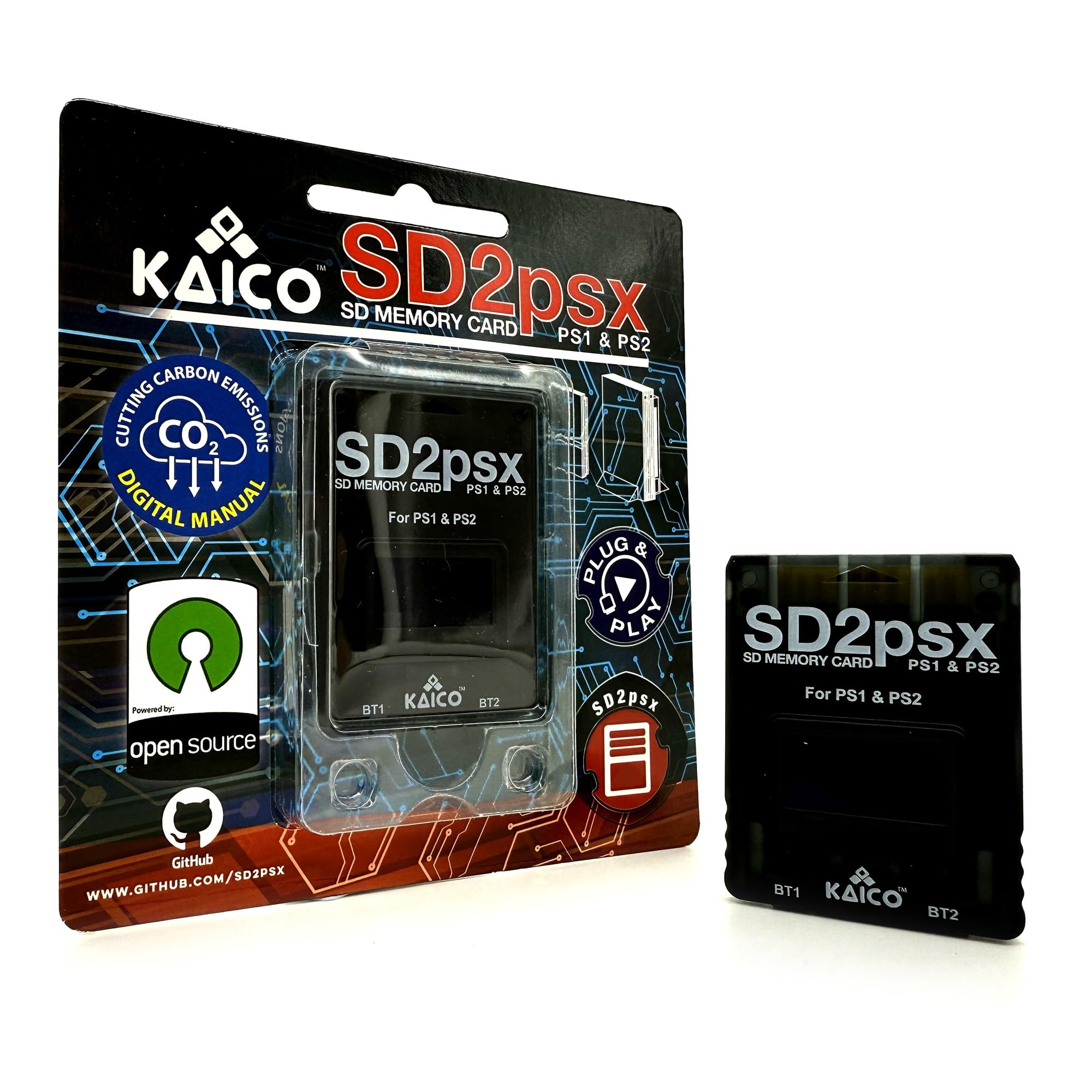Kaico Psxmemcard Gen2 Memory Card Compatble With Playstation 1 & 2- Firmware Upgradeable - Unlimited Storage - Includes An 8Gb M