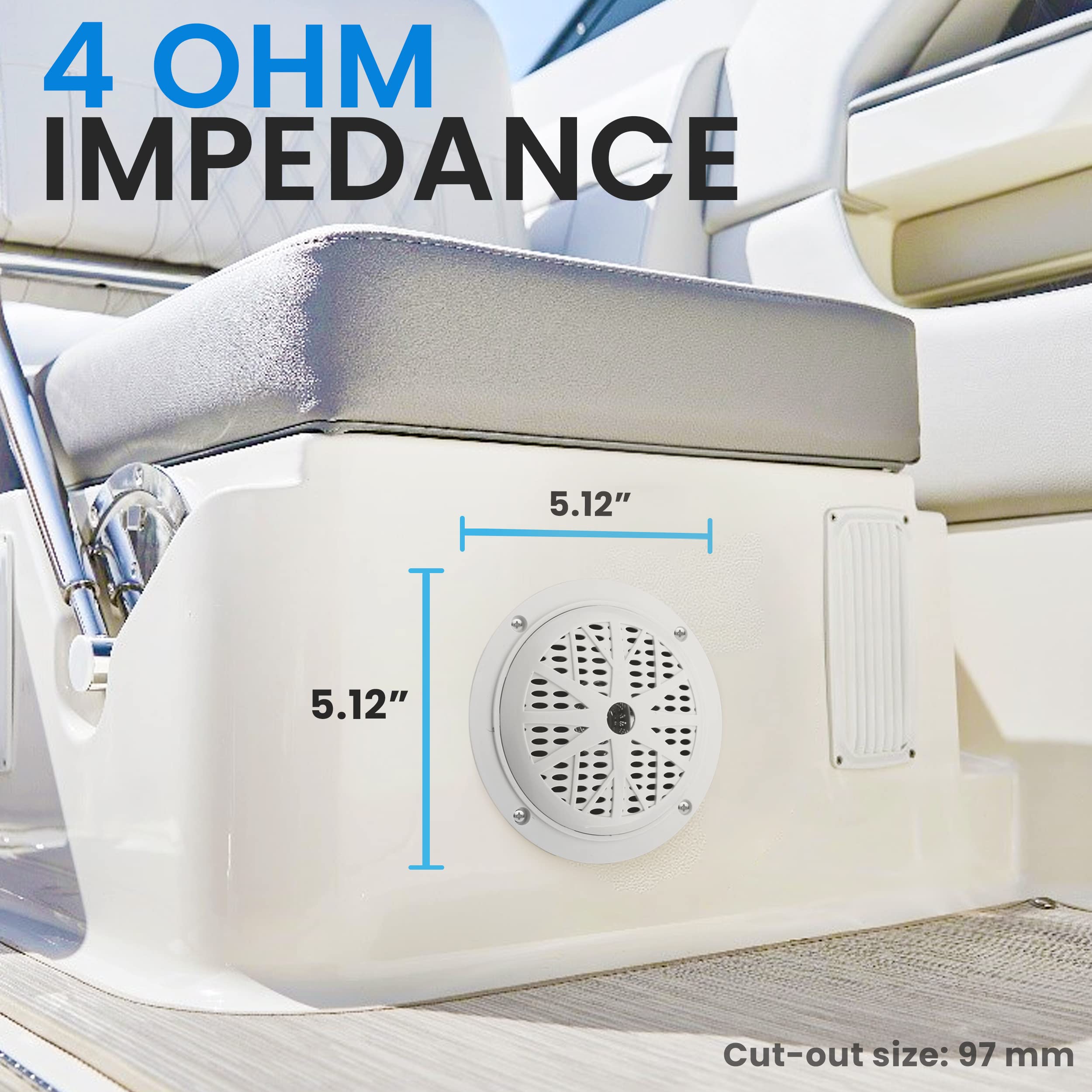 Pyle 4 Inch Dual Marine Speakers - Waterproof And Weather Resistant Outdoor Audio Stereo Sound System With Polypropylene Cone, C