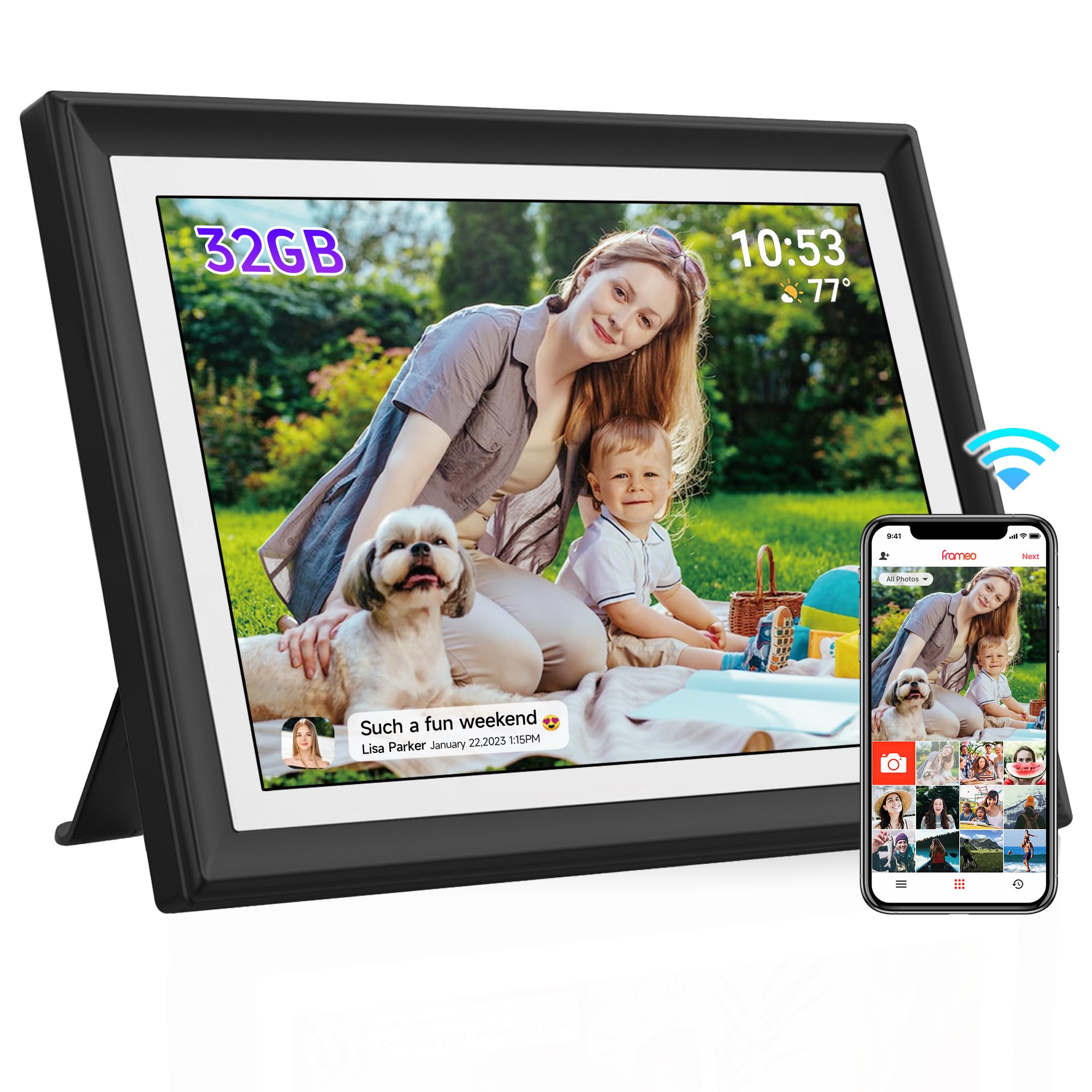 Reumar Digital Picture Frame,10.1 Inch,Wifi Smart Digital Photo Frame Ips Lcd Touch Screen, Auto Rotate,Built In 32Gb Storage, E