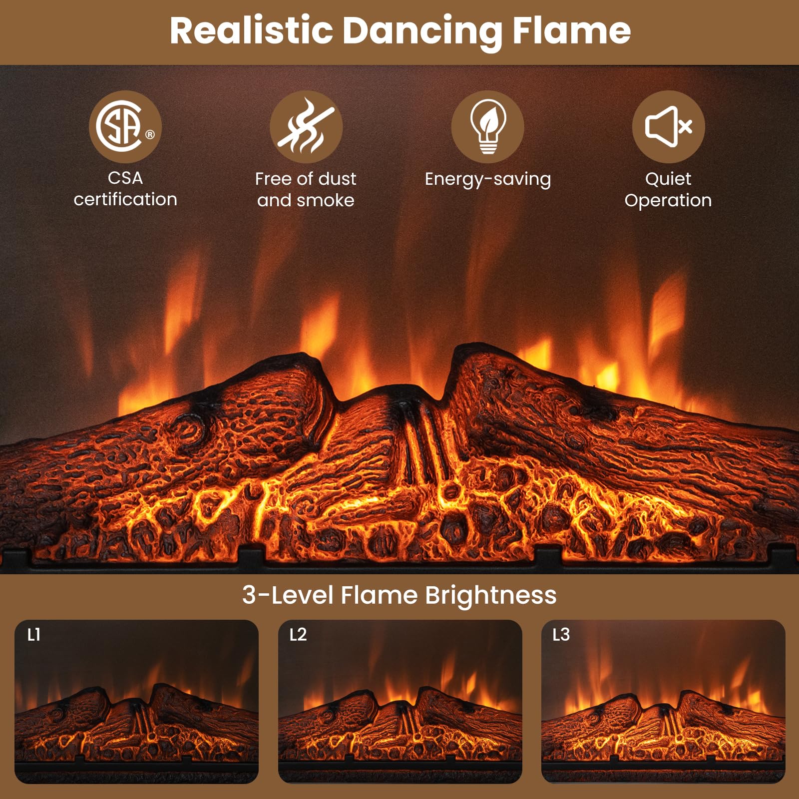 Goflame 58'' Tv Stand With Electric Fireplace Insert, Fireplace Entertainment Center With Side Cabinets & Adjustable Shelves, Ov