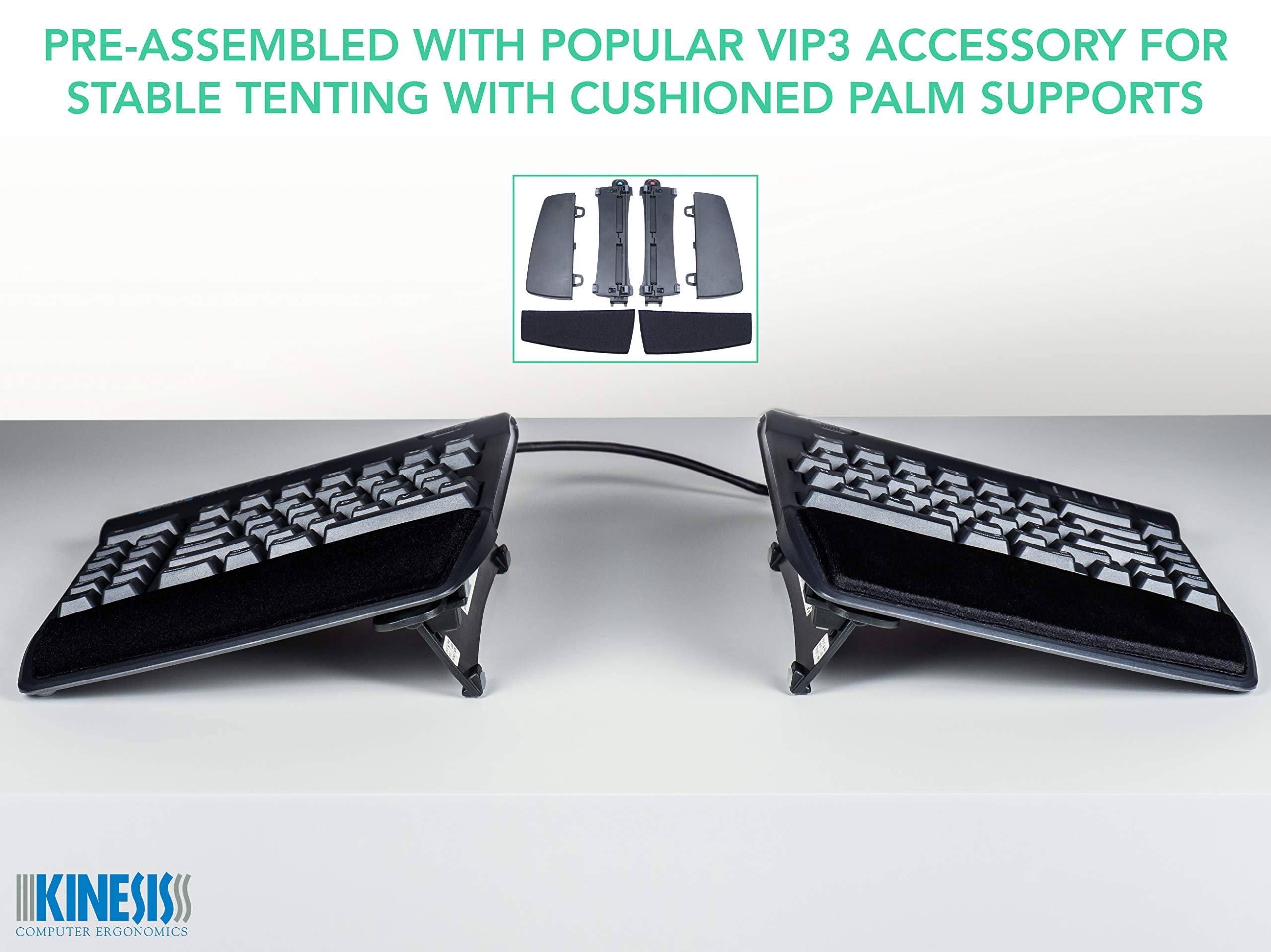 KINESIS Freestyle2 Ergonomic Keyboard with VIP3 Lifters, 9" Separation, USB-A, Black, Model KB820PB-US