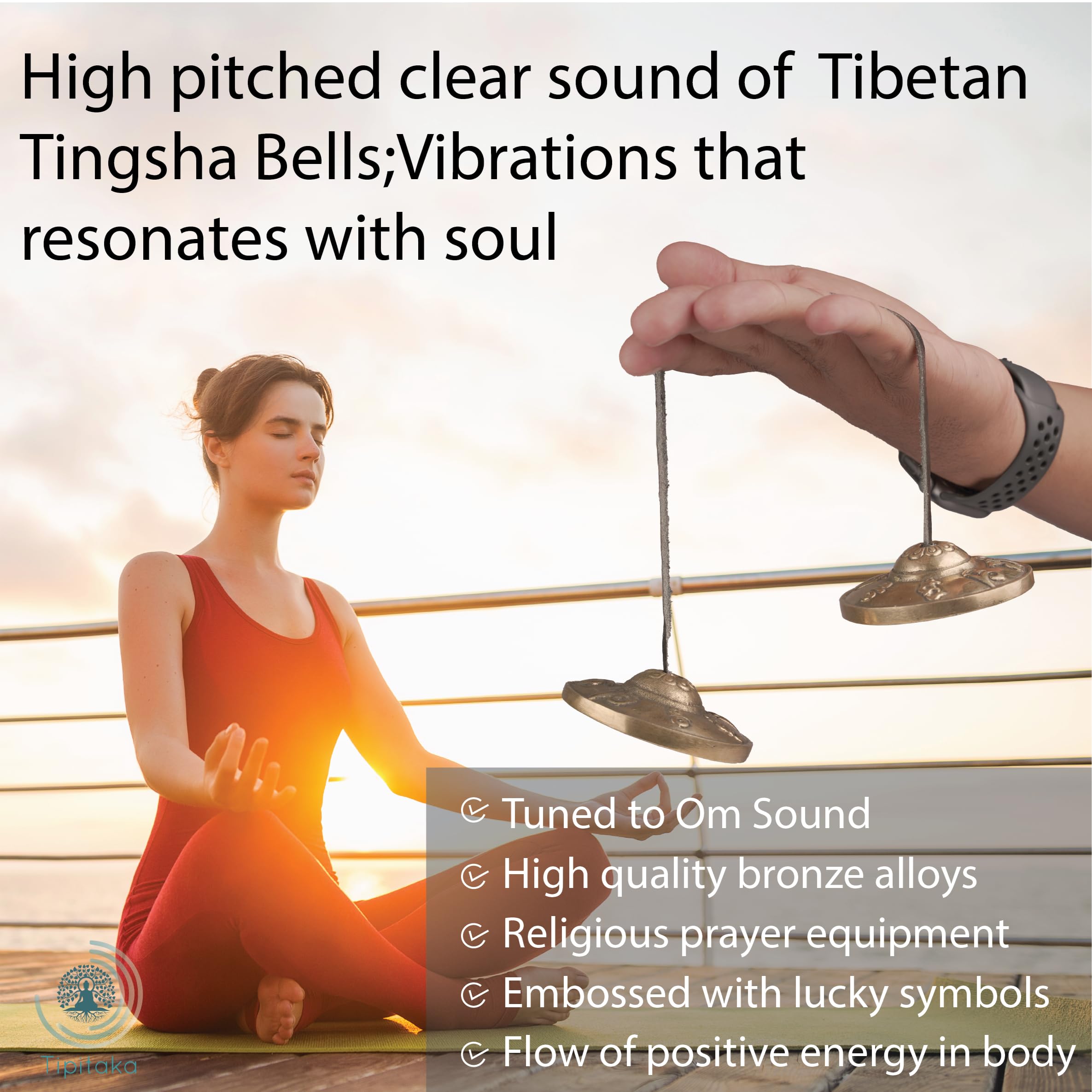 Tipitaka Tibetan Tingsha Cymbal Bells With Case | Handcrafted In Nepal 6.5 Cm Sound Healing Meditation Bells For Mindfulness, Yo