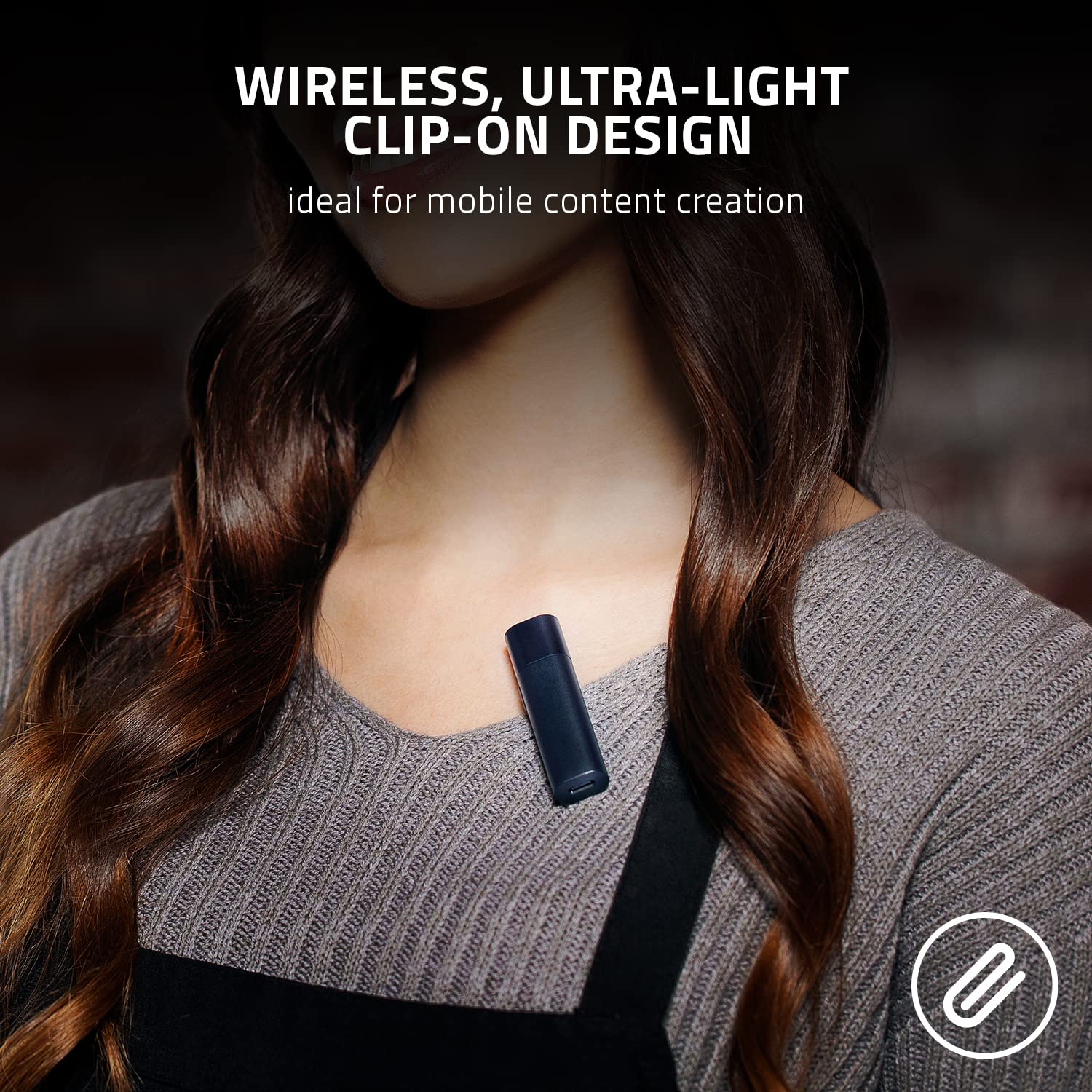 Razer Seiren Bt: Bluetooth Microphone For Mobile Streaming (Android, Iphone/Ios) - Clip-On Design - Wireless Lavalier Lapel Omni