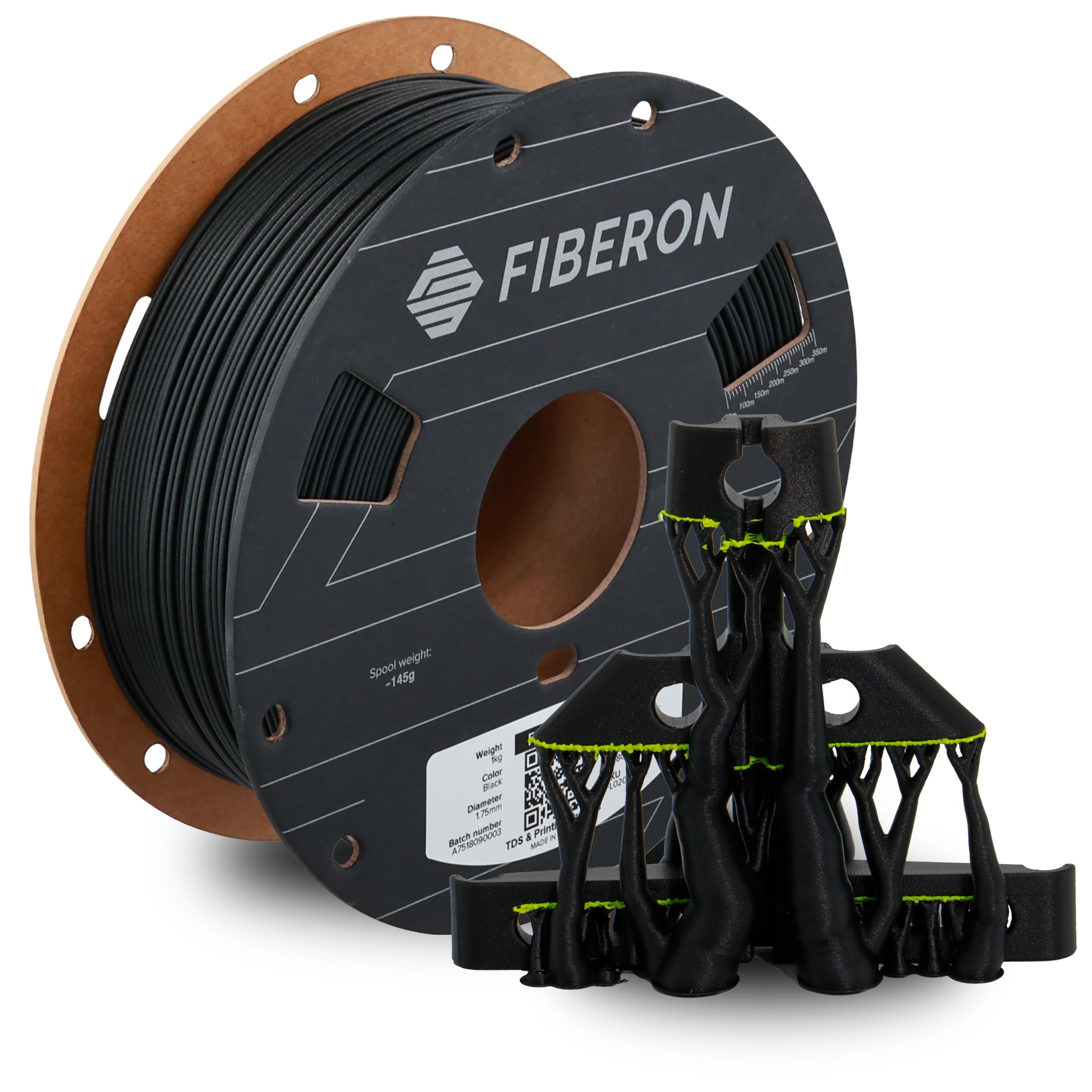 Polymaker Fiberon Black PET-GF15 3D Printer Filament 1.75mm 1KG, 15% Glass Fiber Reinforced, High Strength & Heat Resistance, Id