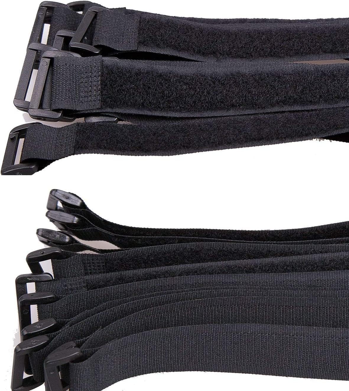 25Pcs Black Reusable Fastening Cable Straps, Hook And Loop Cable Tie Down Straps 1'' X 12''