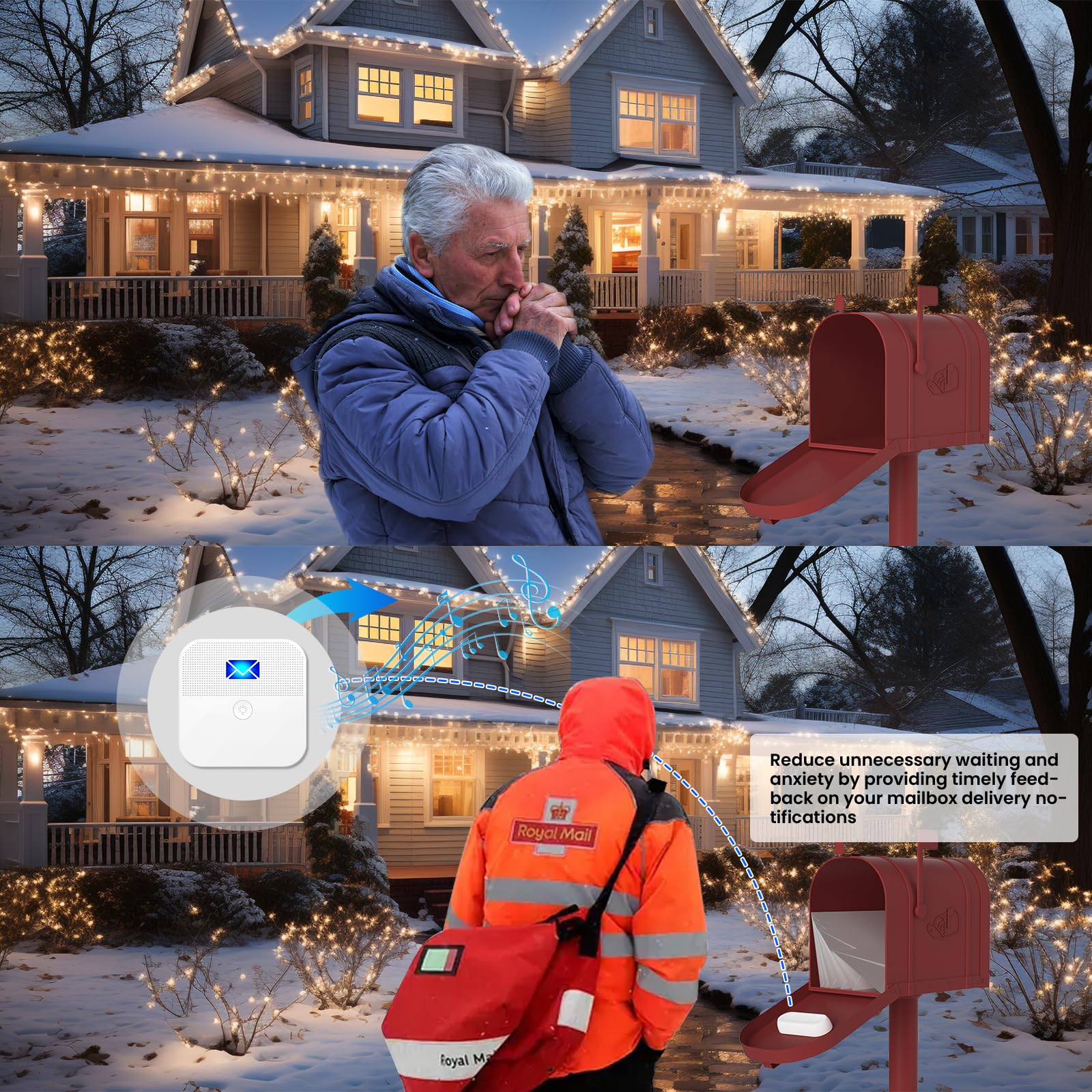Mailbox Alarm Mail Chime Notification System Mail Alarm 600 Ft Long Range Wireless Mailbox Alert With Led Light Flashing And Sou