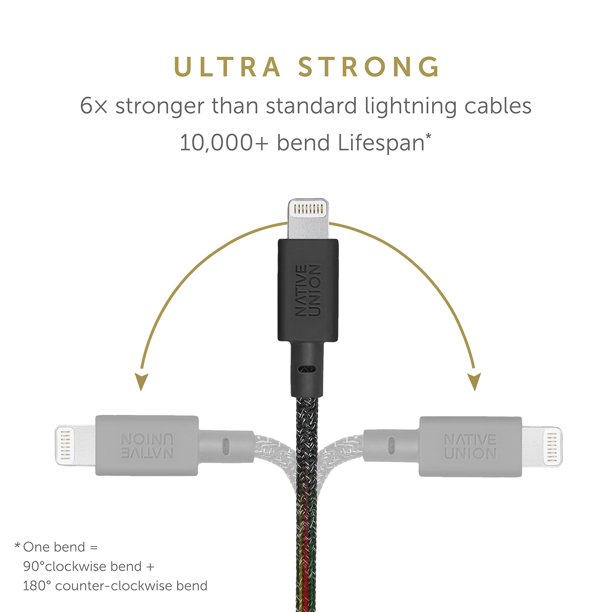 Native Union Night Cable - 10Ft Ultra-Strong Reinforced [Mfi Certified] Durable Lightning To Usb-A Charging Cable With Weighted