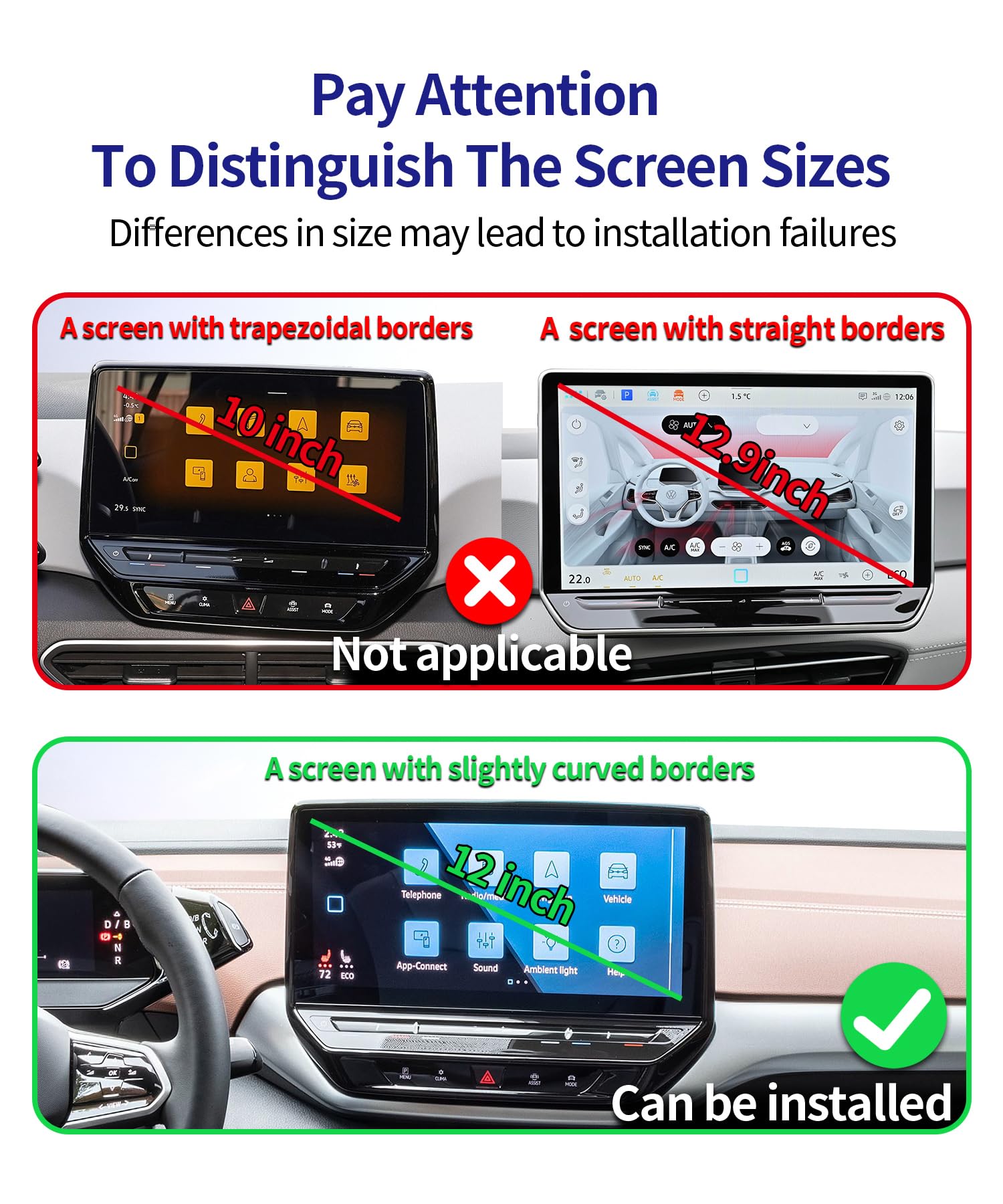 Masergogo Car Phone Holder For 2021-2024 Volkswagen Id.4 / Vw Id4, 360 Rotation, 12 Inch Screen Fixed Clip, Auto Accessories Nav