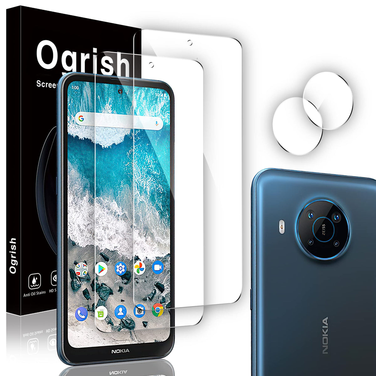 Ogrish [2+2 Pack Tempered Glass Screen Protector For Nokia X100 And 2 Pack Camera Lens Protector   Anti Fingerprint, Anti Scratc