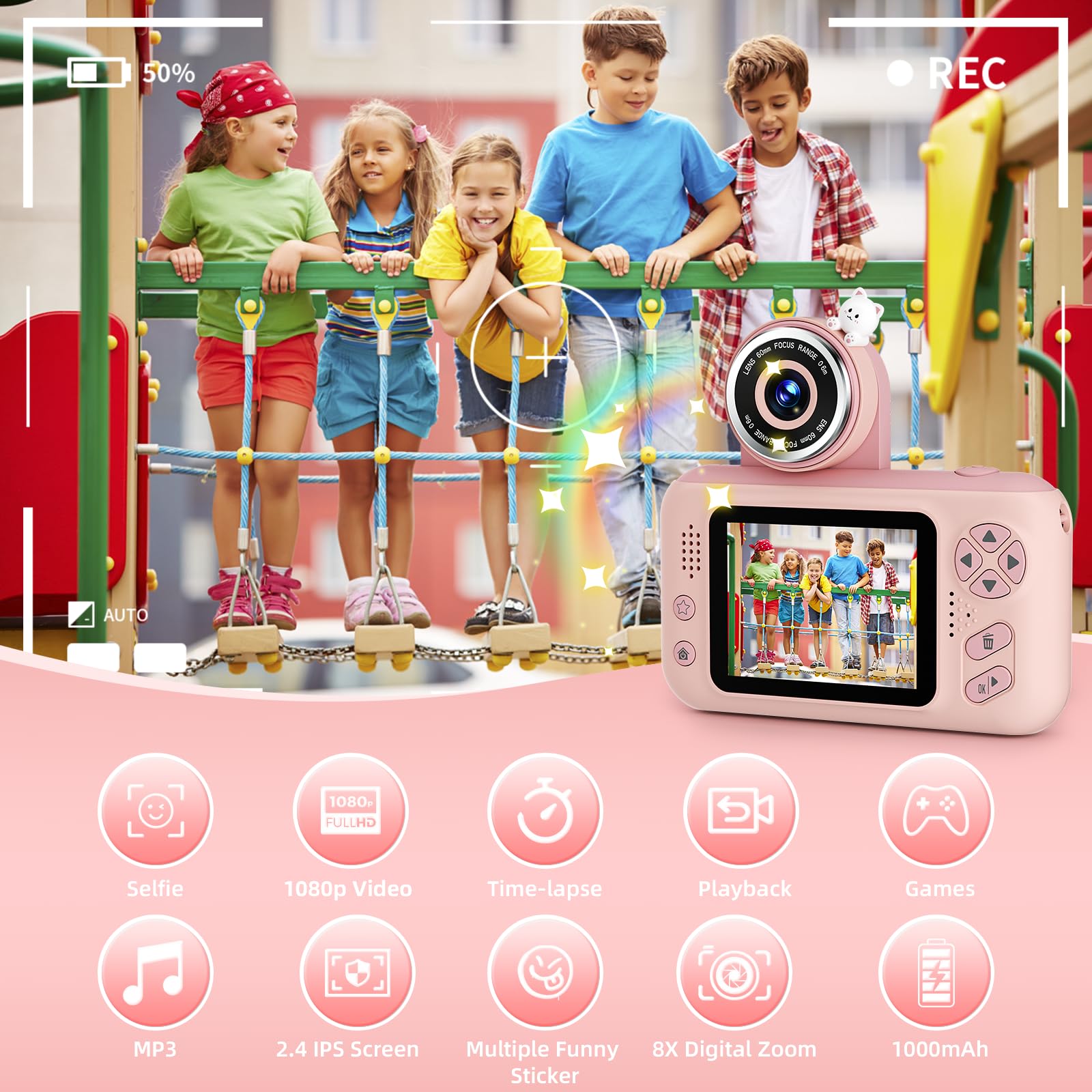 Makolle Kids Camera Girls Toys Age 3 8 Children Digital Video Camcorder Camera With 32Gb Sd Card Chritmas Birthday Festival Gift