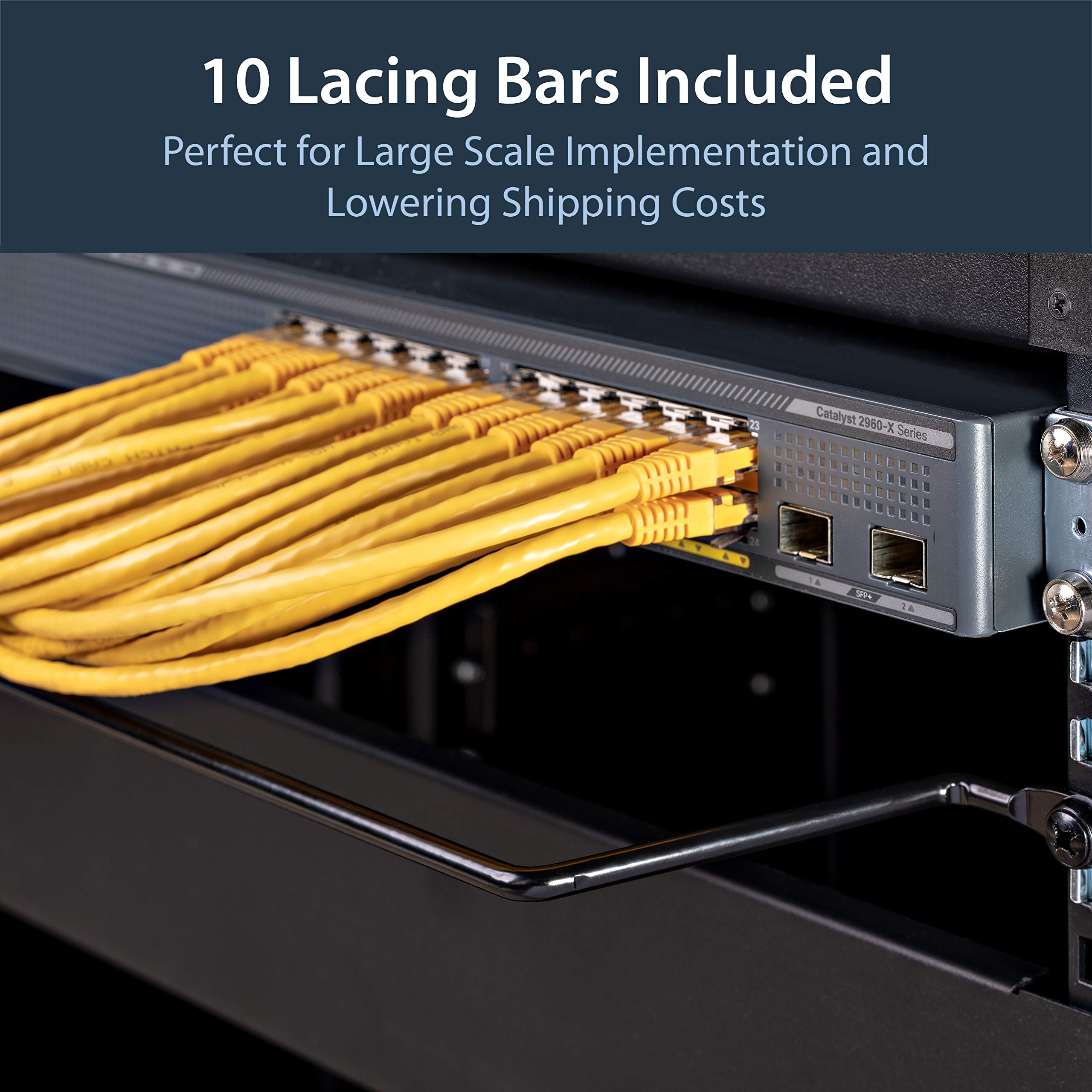 Startech.Com Horizontal Lacing Bar (10 Pack) W/ 4 Inch Offset At 75 Degrees- Server Rack Cable Management - 19 Network Rack-Moun