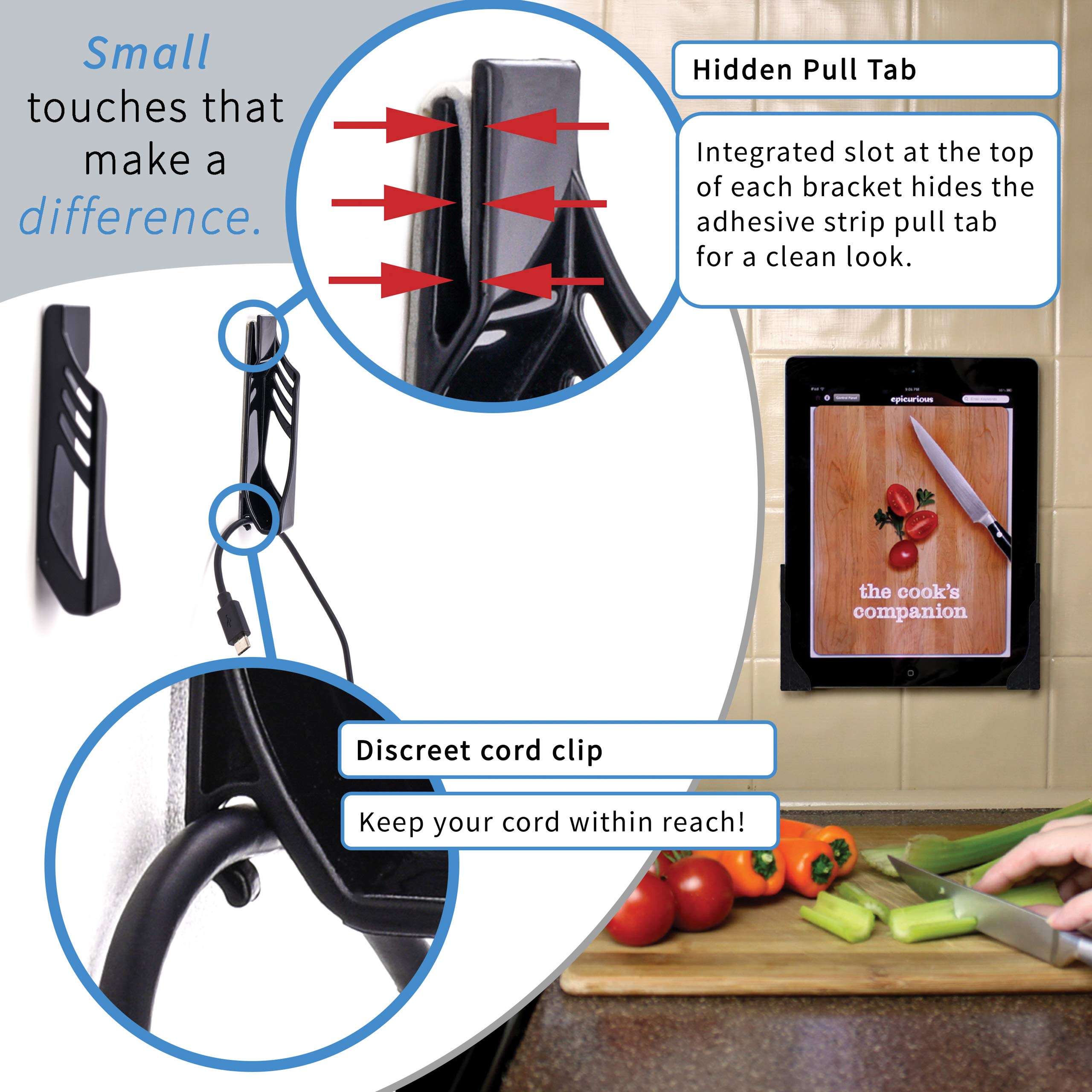 Dockem Koala Tablet Wall Mount: Universal Damage Free Adhesive Wall Dock For Ipads, Ipad Airs, Galaxy Tabs And Other Tablets (Black Version)