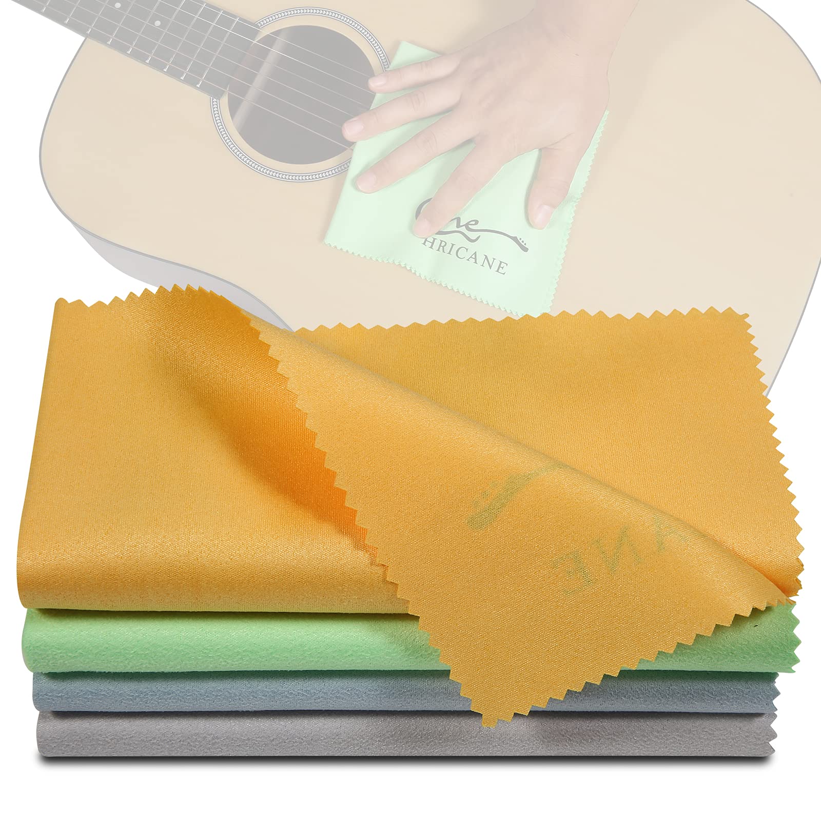 Hricane 4 Pack 12''X12'' Guitar Cloths Ultrafine Fiber Suede Plush Polishing Cloths For Musical Instruments Premium Polishing &