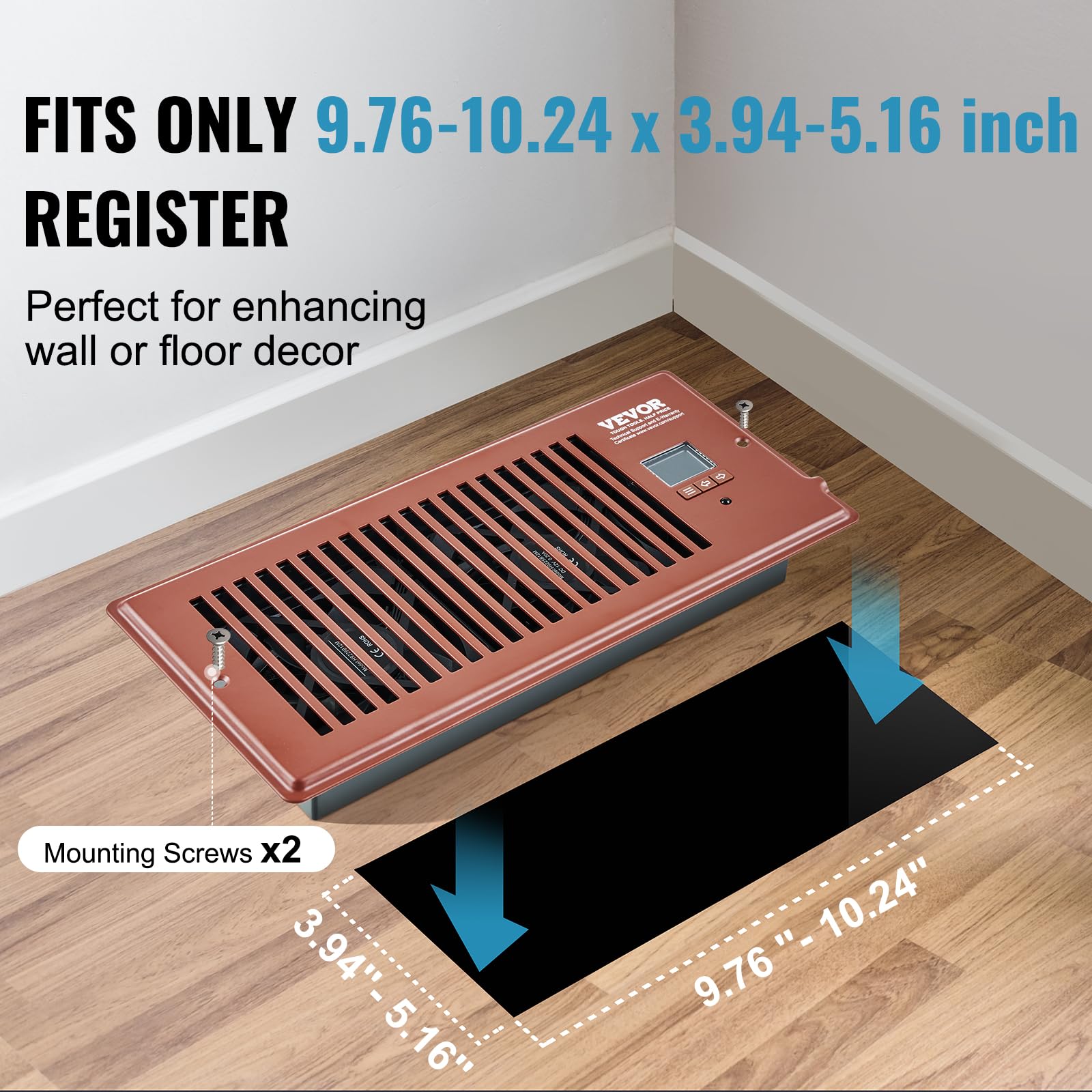 Vevor Register Booster Fan, Quiet Vent Booster Fan Fits 4    X 10    Register Holes, With Remote Control And Thermostat Control,