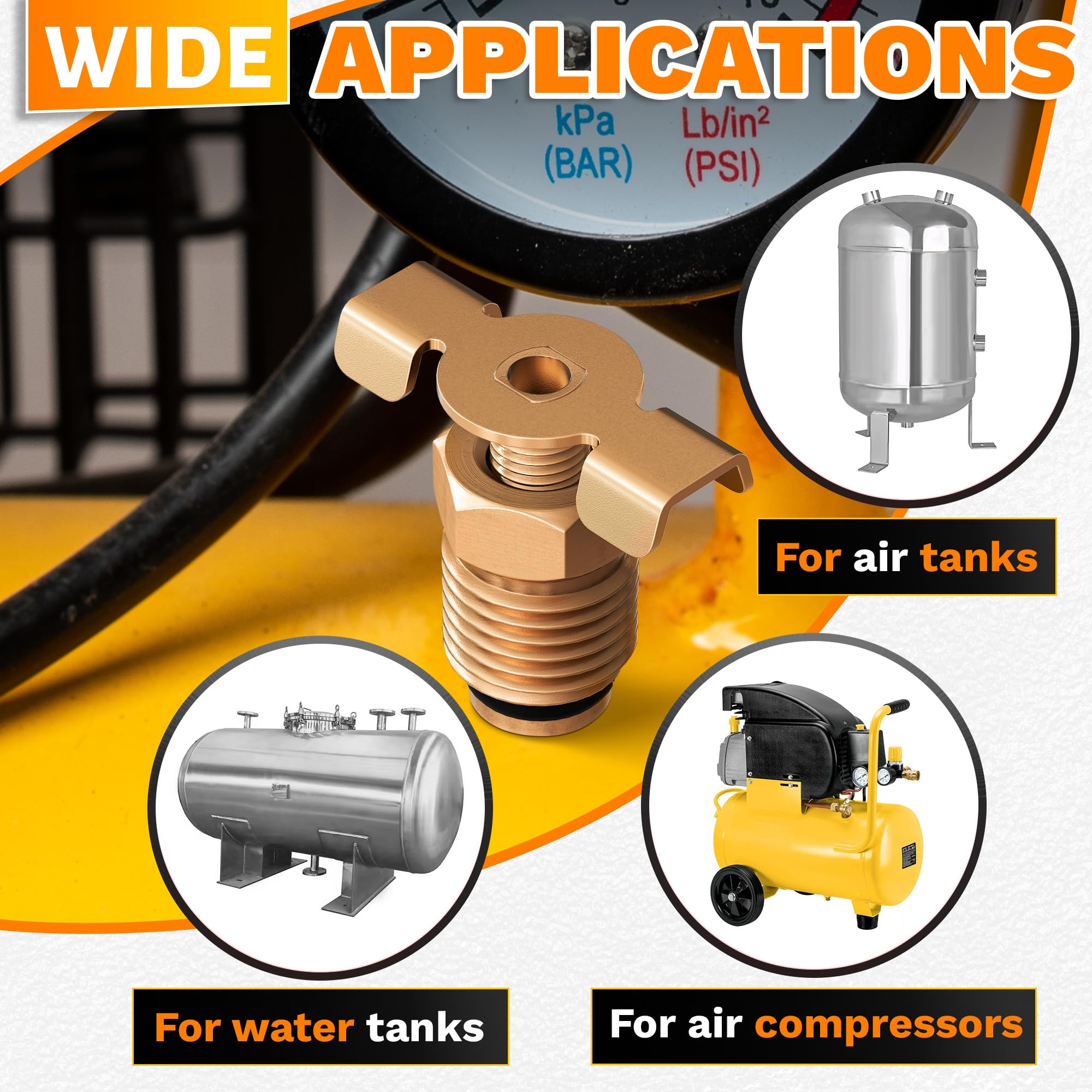 1/4 Air Valve Air Compressor Drain Valve   High Flow Air Fittings Portable Air Tank Valve Air Compressor Parts Water Line Adapte