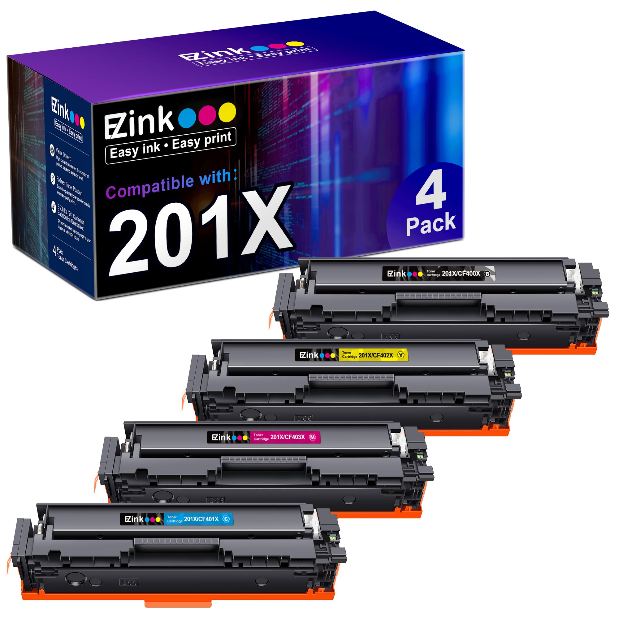 E Z Ink 201X Replacement For Hp 201X Toner Cartridges 4 Pack High Yield Cf400X Cf401X Cf402X Cf403X Compatible With Hp Color Las