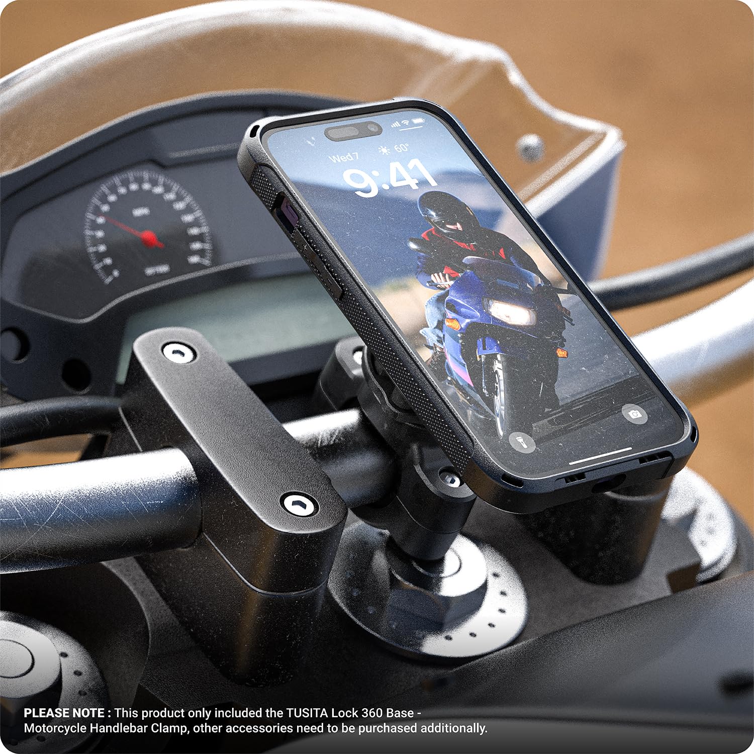 Tusita Lock 360 Base   Motorcycle Handlebar Clamp