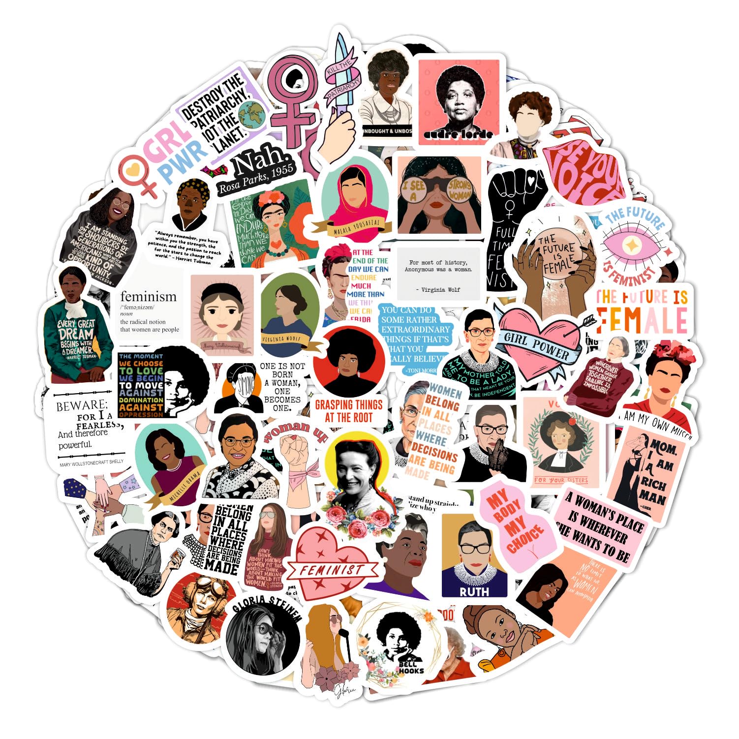 Feminist Stickers For Water Bottle And Laptop   Feminism Party Favors & Decorations, Girl Power Waterproof Vinyl Decals, Empower