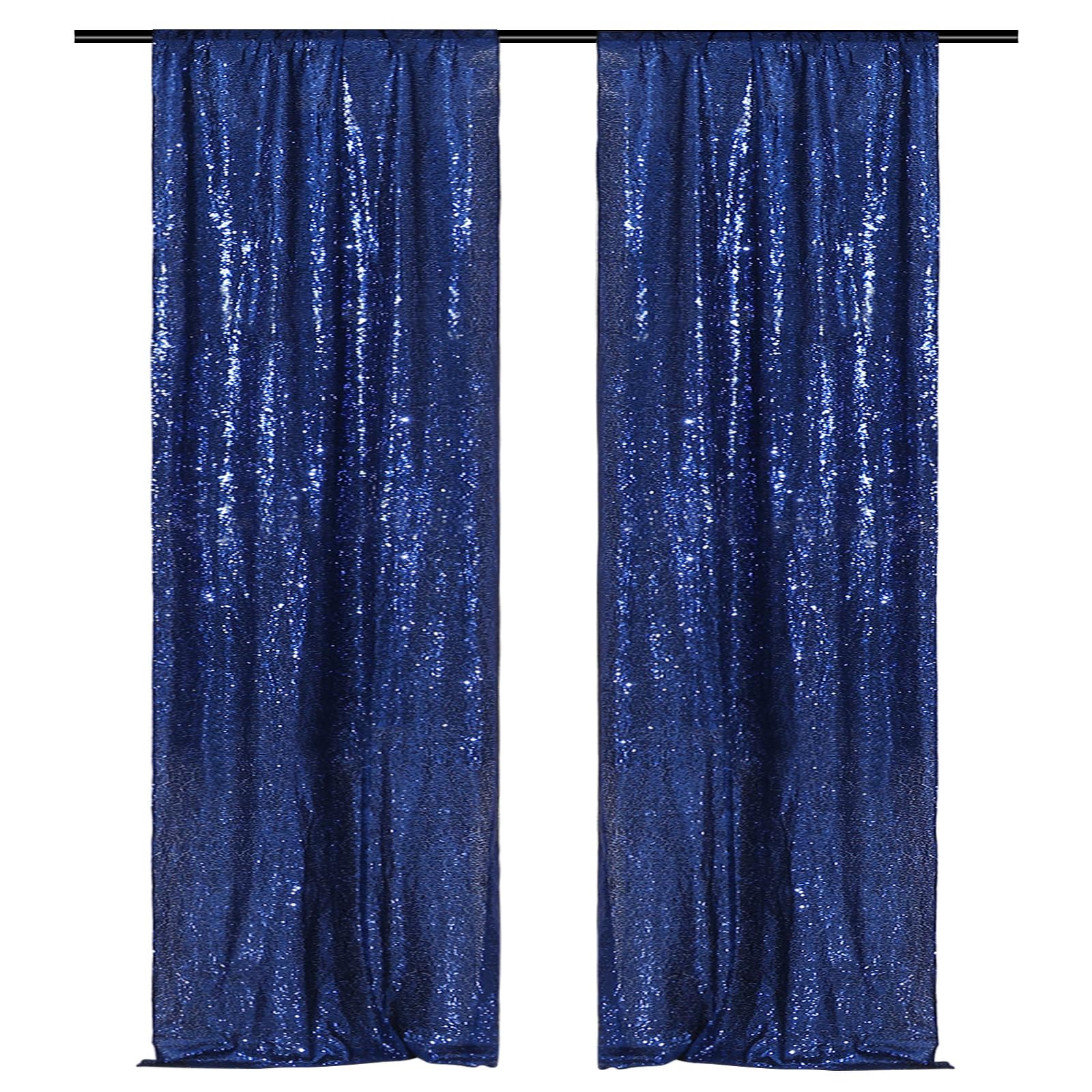Partydelight Navy Blue 2Ft X 8Ft Sparkly Sequin Backdrop Curtains 2 Panels For Wedding Party Room Decorations