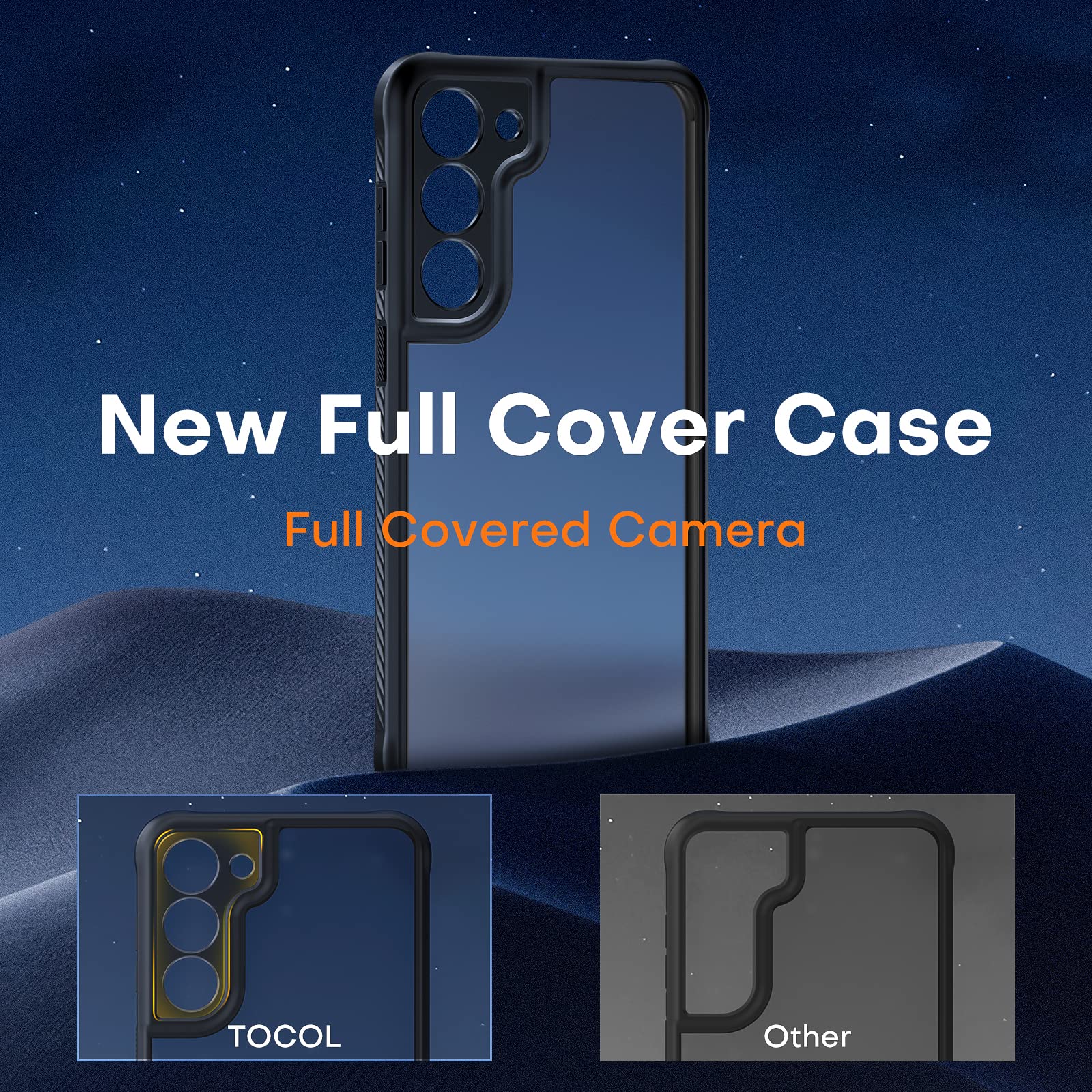 Tocol For Samsung Galaxy S23 Case, With 2 Pack Screen Protector [Upgraded Full Camera Protection] [Military Grade Drop Tested] T