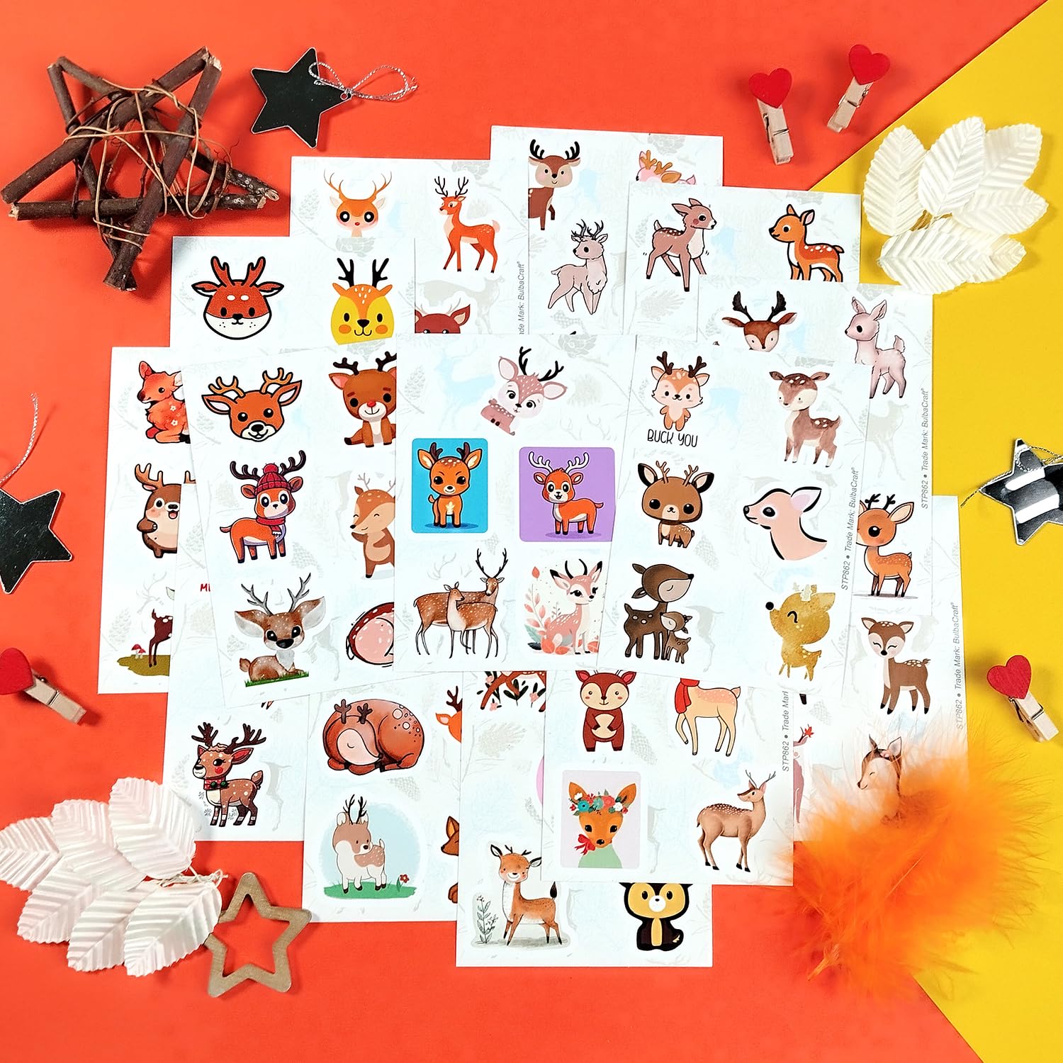 100Pcs Deer Stickers And Decals   Woodland, Gold, Whitetail, White Deer Stickers For Water Bottles & Laptops   Deer Birthday Par