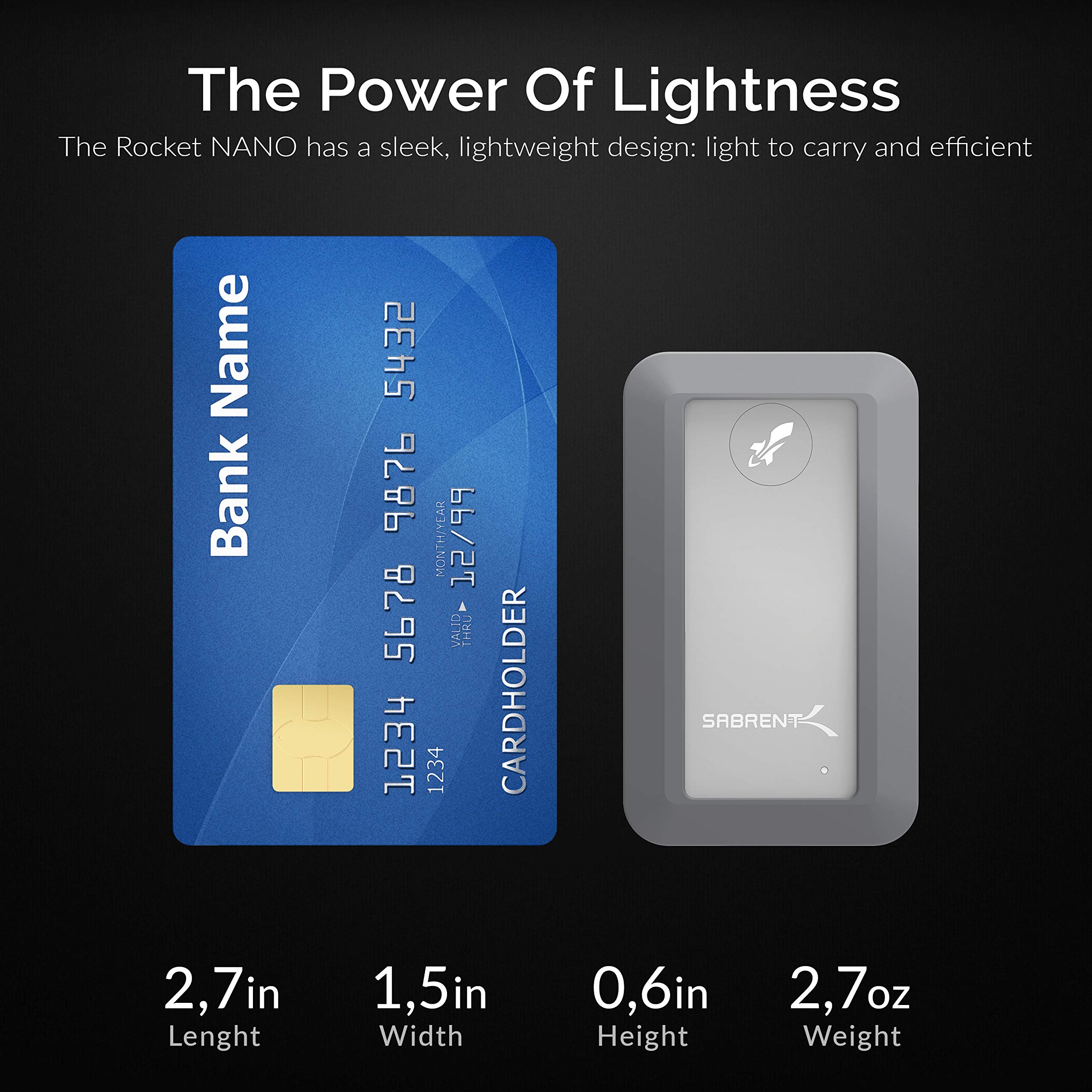 Sabrent Rocket Nano Rugged 1Tb Usb 3.2 10Gb/S External Aluminum Waterproof [Ip67] Ssd With Bumper Guard In Grey (Sb 1Tb Nawp)