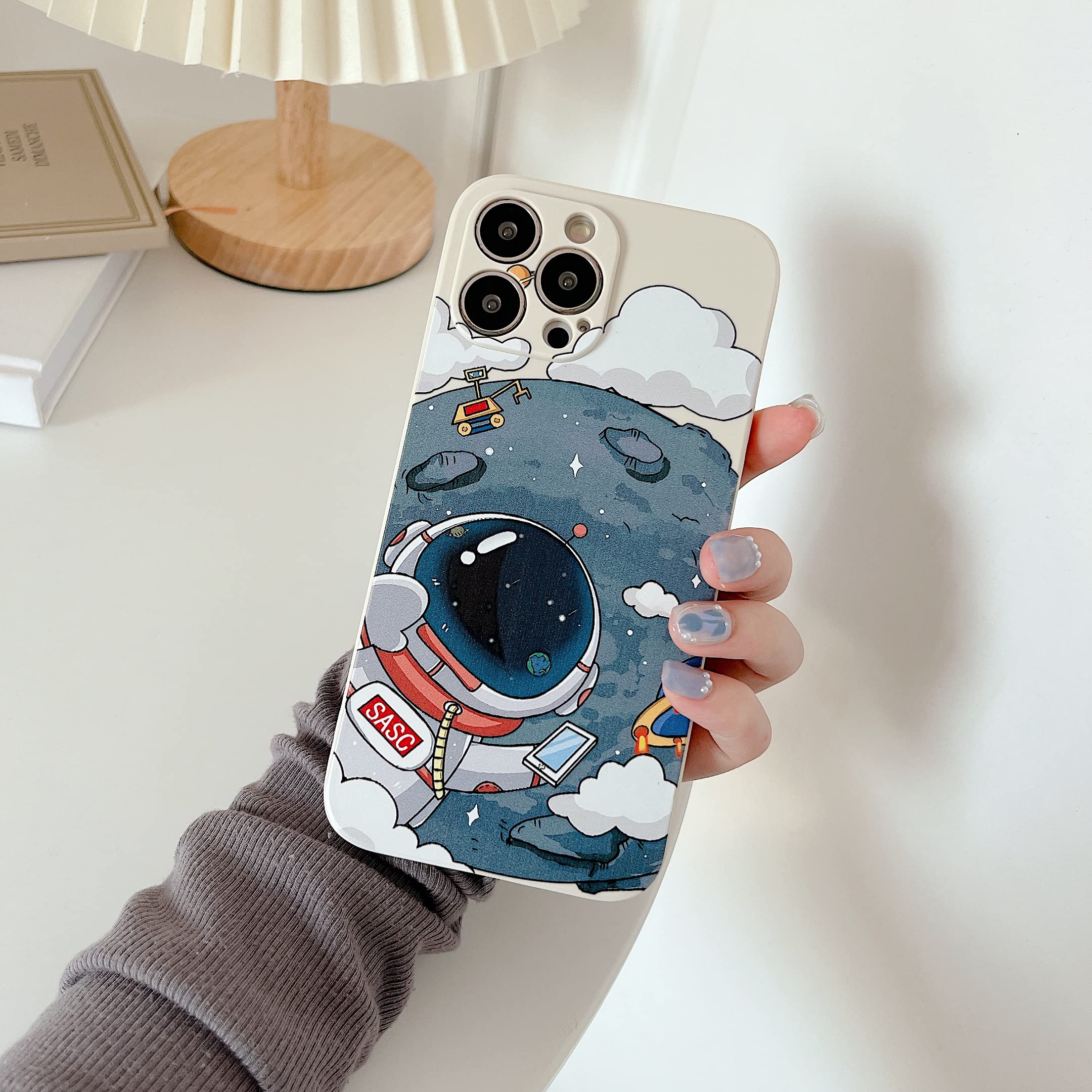 Yonds Queen For Iphone 13 Pro Cute Case, Cool Cartoon Astronaut Planet Moon Space Design Stylish Soft Tpu Bumper Shockproof Anti