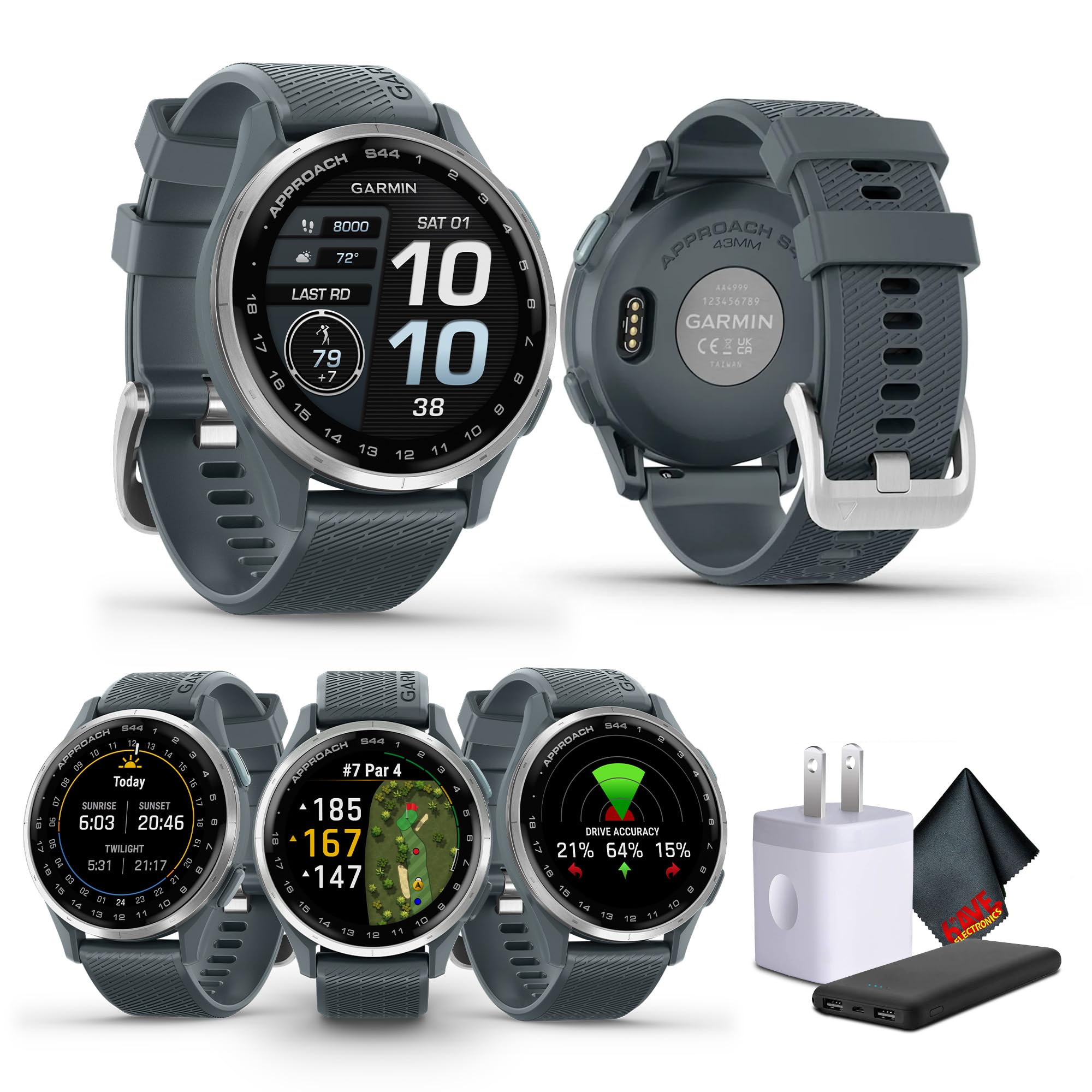 Garmin Approach S44 Essential Golf Watch with GPS, AMOLED Display, On-Course Features, Sports and Fitness Smartwatch, Silver Alu