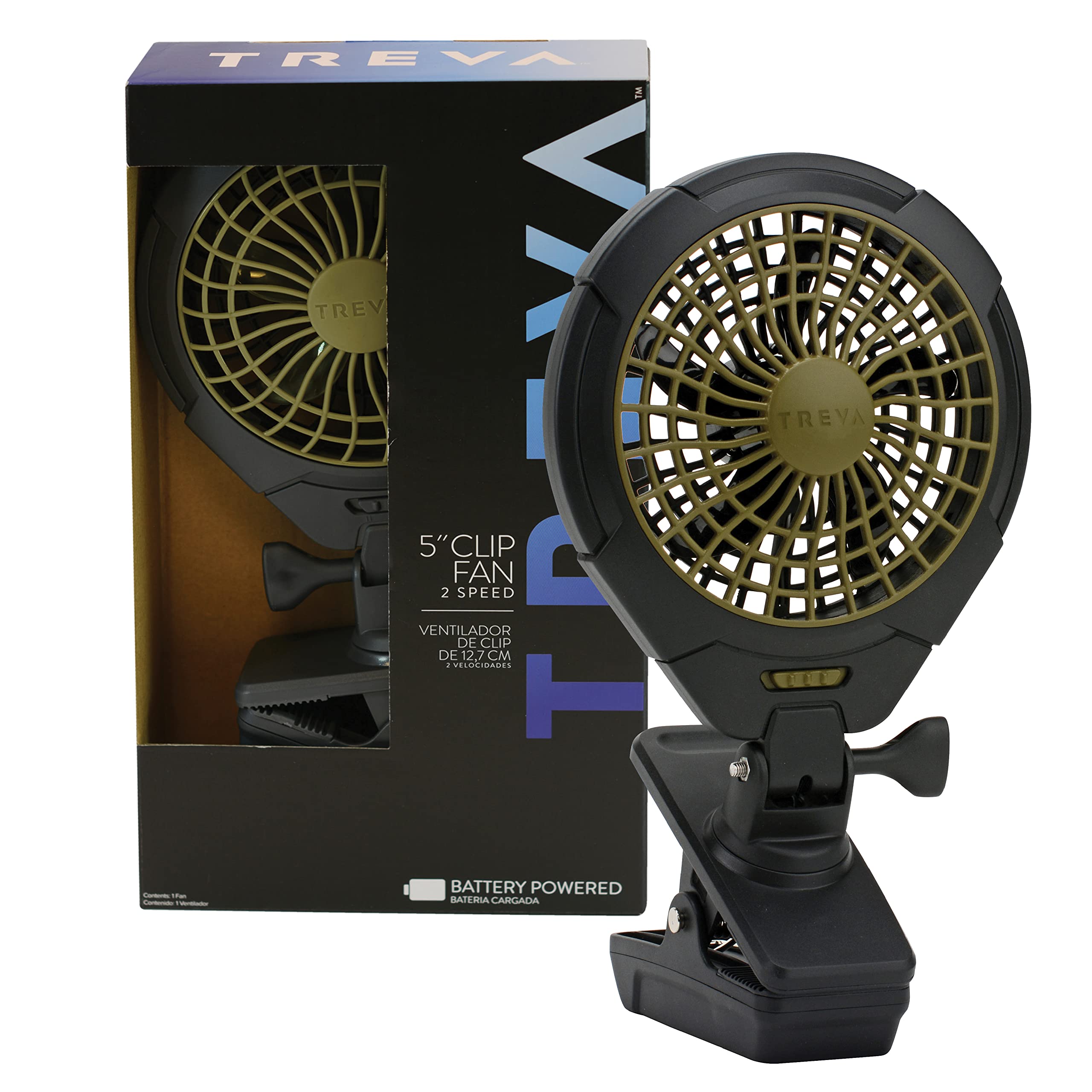 Treva 5 Inch Battery Powered Clip Slim And Portable Cooling Fan With Clamp For Travel, Outdoor,Camping, Car, Office Desk, Baby S