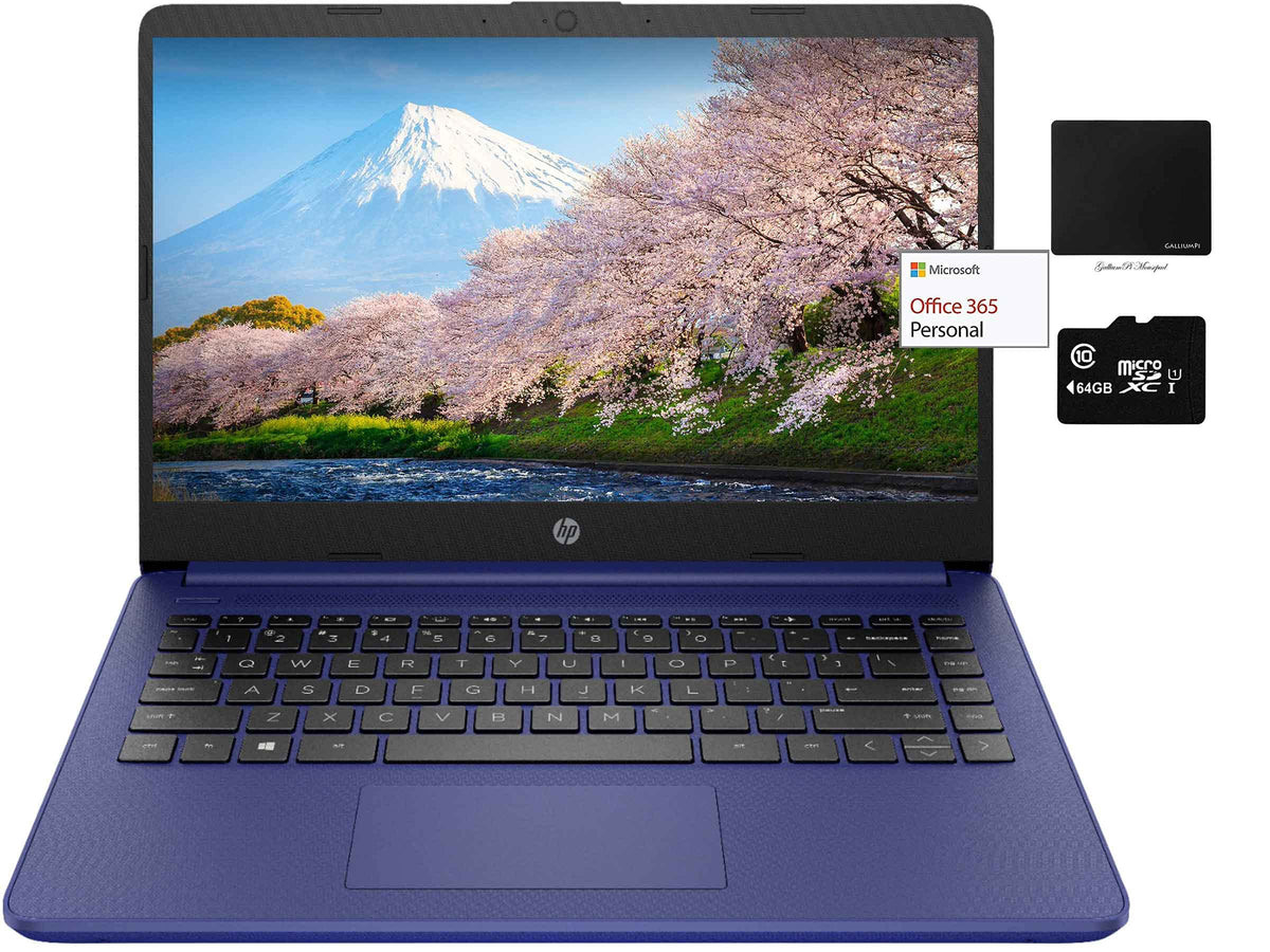 Hp 14In Thin Light Laptop, Intel 2-Core N4020, 8Gb Ram, 128Gb Storage(64Gb Emmc+ Micro Sd), 1Yr Office, Win 10 Bundle With Galli