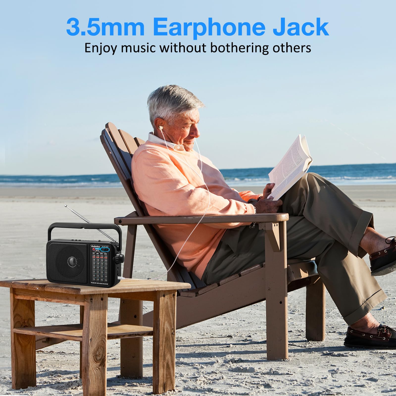 Gelielim Radio Portable Am Fm With Bluetooth Loud Speaker, Radio Plug In Wall Or Battery Powered Best Reception For Home Or Outd