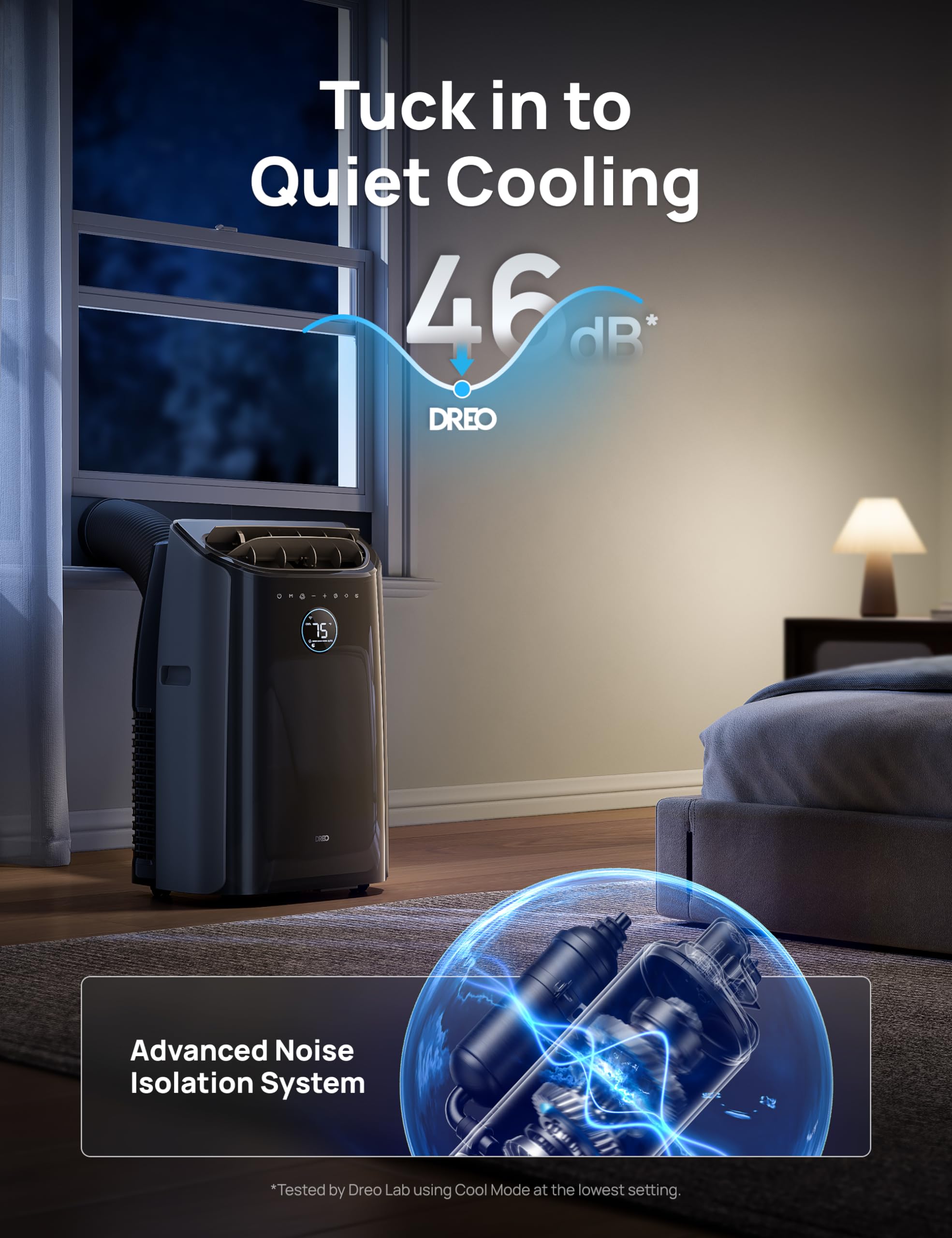 Dreo Portable Air Conditioners, 12,000 Btu Ac Unit For Bedroom With Drainage Free Cooling, 46Db Quiet, App/Voice/Remote, 24H Tim