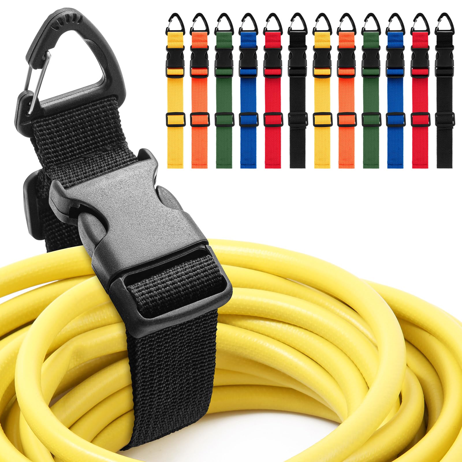 Wowangce 12 Pack 17 Inch Adjustable Extension Cord Holder Organizer with Triangle Clips for Garage Organization and Storage Heav