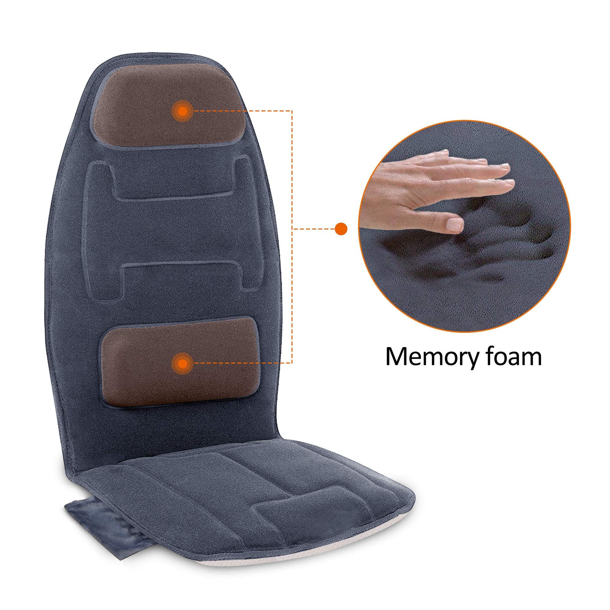 Snailax Massage Seat Cushion With Heat   Extra Memory Foam Support Pad In Neck And Lumbar,10 Vibration Massage Motors, 2 Heat Le