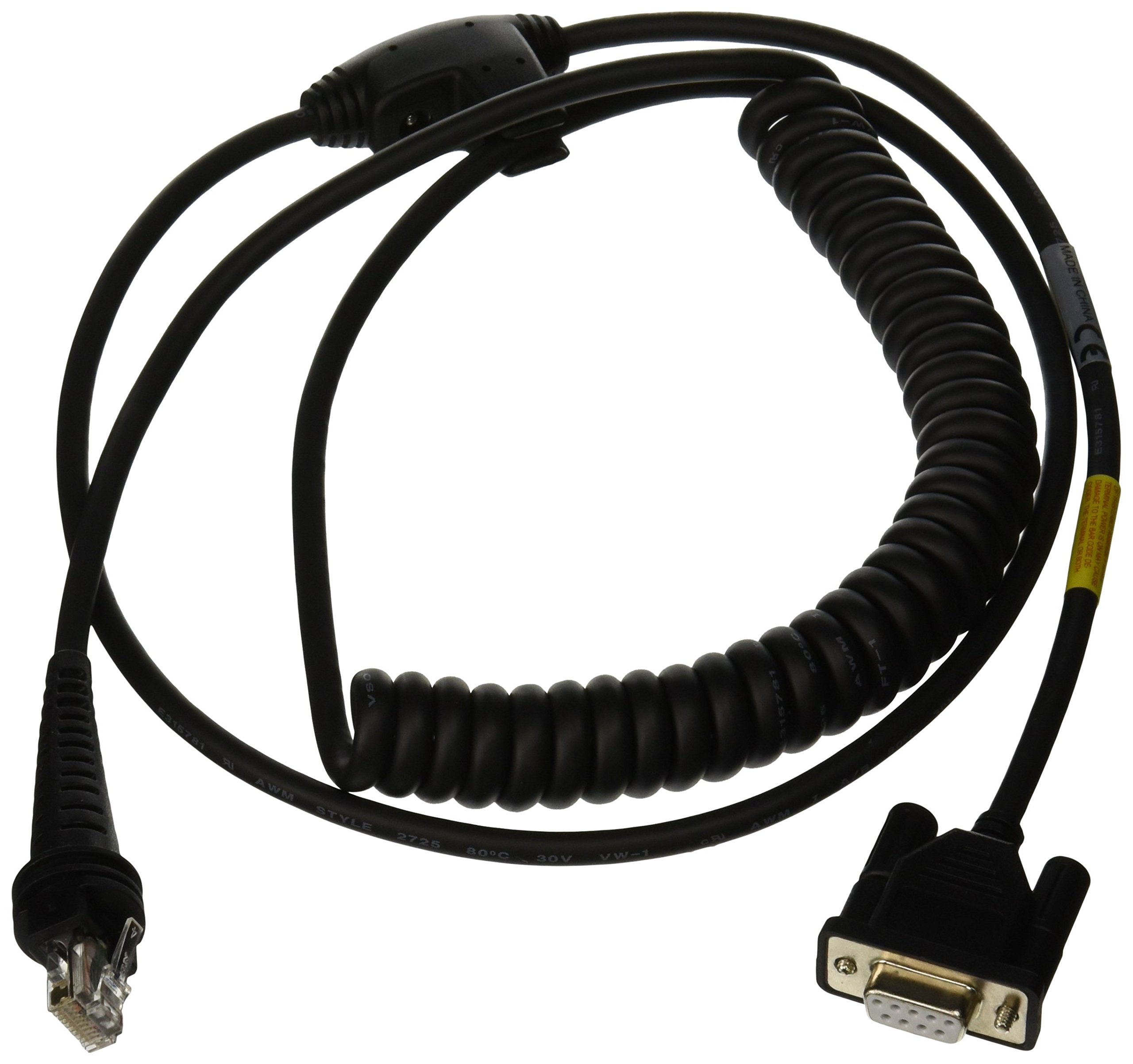 Honeywell CBL-020-300-C00 RS-232 Coiled Cable with DB9 Female Connector, 3 m/9.8-ft. Length, Black
