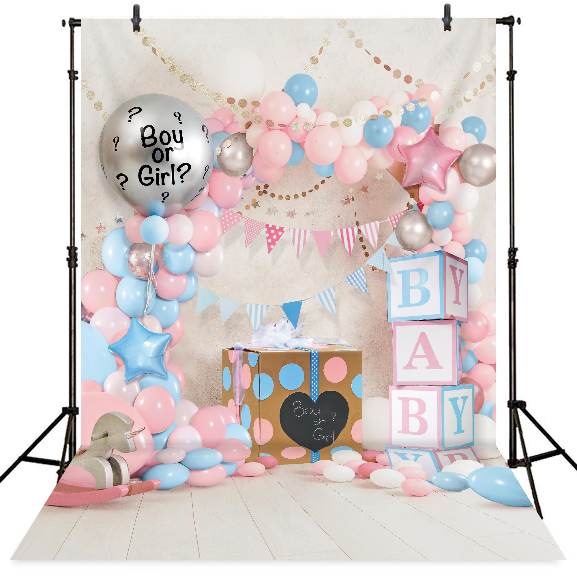 Imirell First Birthday Baby Girl Backdrop 5Wx7H Feet Cake Smash Pink Balloon Present Sweet Princess Little Girl 2Nd Birthday Photography Backgrounds Decorations Banners Photo Shoot Decor Props Fabric