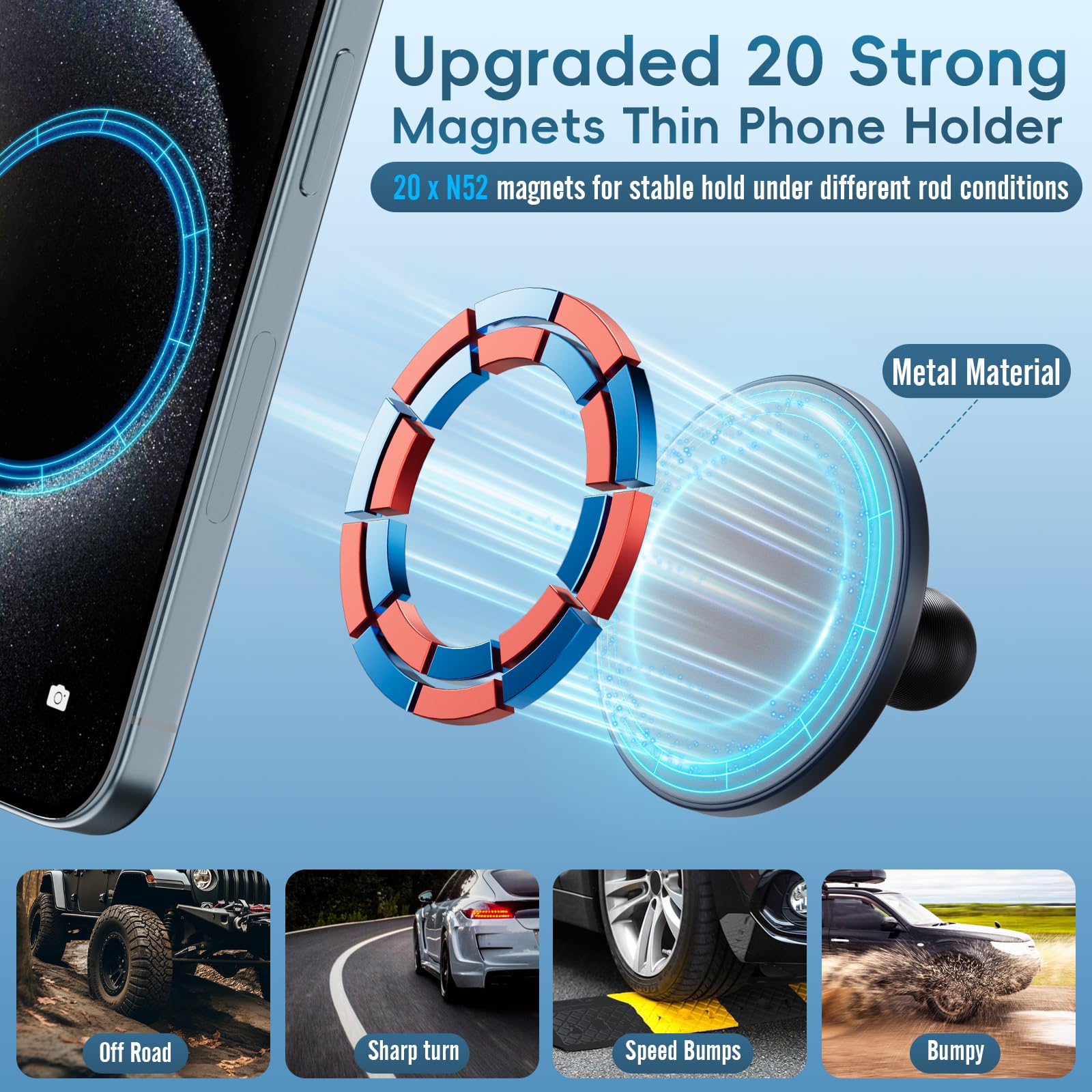 Kaishengyuan Magnetic Vent Phone Mount Compatible With 2015-2020 Ford F-150, 2017-2021 Super Duty & 2018-2021 Expedition, Car Fu