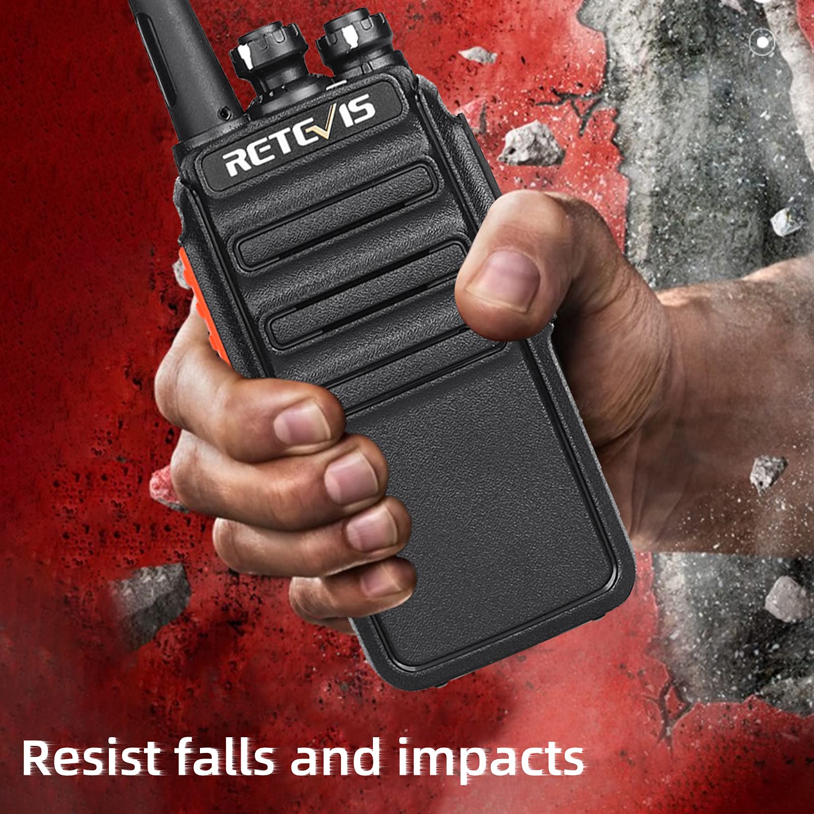 Retevis H 777S Walkie Talkies Long Range,Heavy Duty Portable Frs Two Way Radios, Hands Free,Safe Call,Rugged Commercial 2 Way Radios With Gang Charger,For Warehouse, Churches,Jobsite(6 Pack)