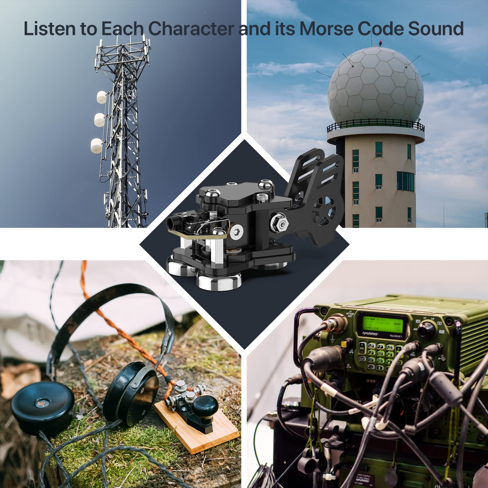 Mini Key Morse Radio Ham Send Telegram Double Paddle Morse Code Key With Stainless Steel Body Three Neodymium Magnets Base Black