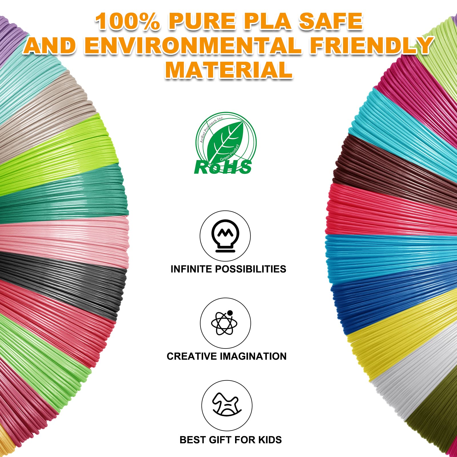 3D Pen Filament Refills 30 Colors, Yungden Pla 1.75Mm For 3D Pen, High Precision Diameter Tolerance    0.02Mm, 300 Feet In Total