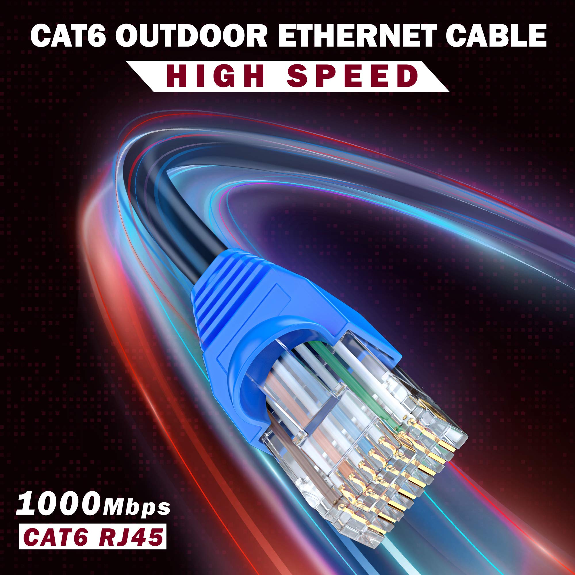 Maximm Cat 6 Ethernet Cable 25 Ft, 100% Pure Copper, Cat6 Cable Lan Cable, Internet Cable And Network Cable   Utp (Black)