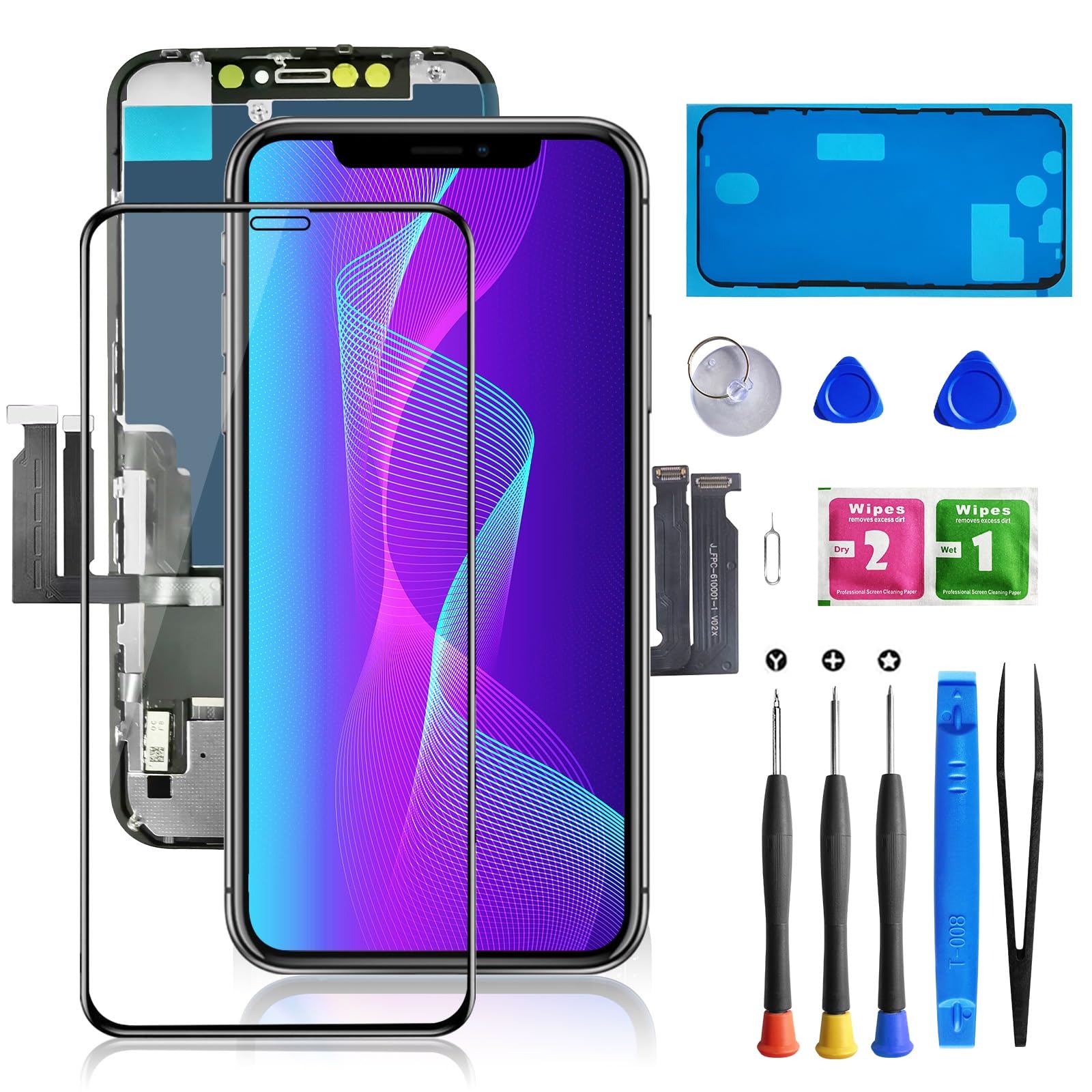 for iPhone XR Screen Replacement 6.1, Bsz4uov 3D Touch LCD Display Digitizer Assembly for A1984, A2105, A2106, A2108, with Water