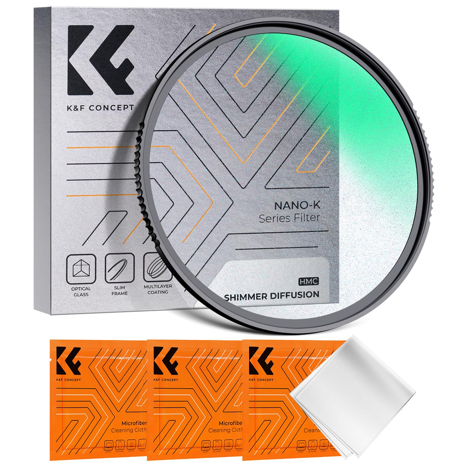 K&F Concept 82Mm Shimmer Diffusion 1 Filter Optical Glass 18 Multi Coated Glimmer Glass Effect Filter For Camera Lens With 3 Cle