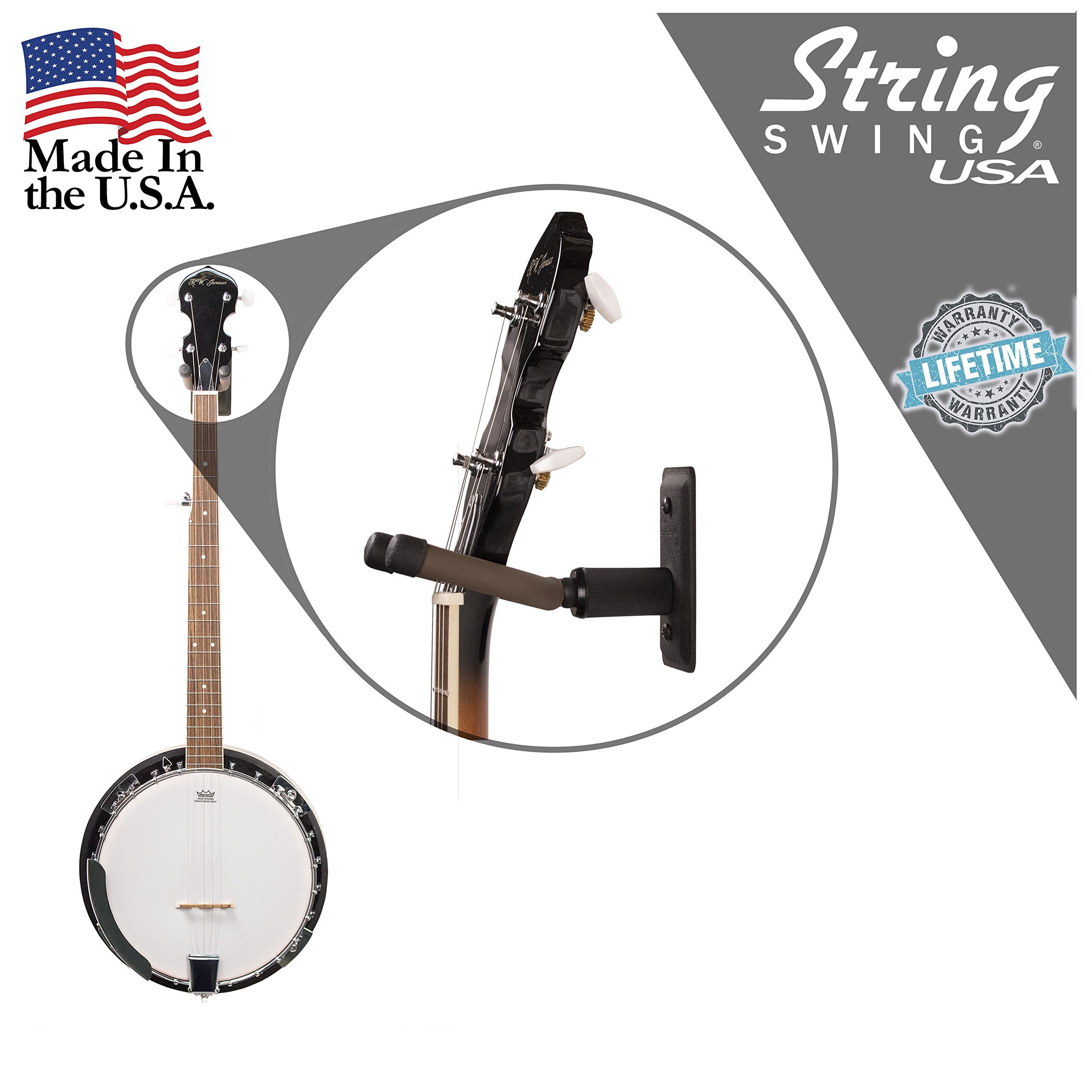 String Swing Bcc11B Metal Home & Studio Wall Mount Banjo Hanger   Black