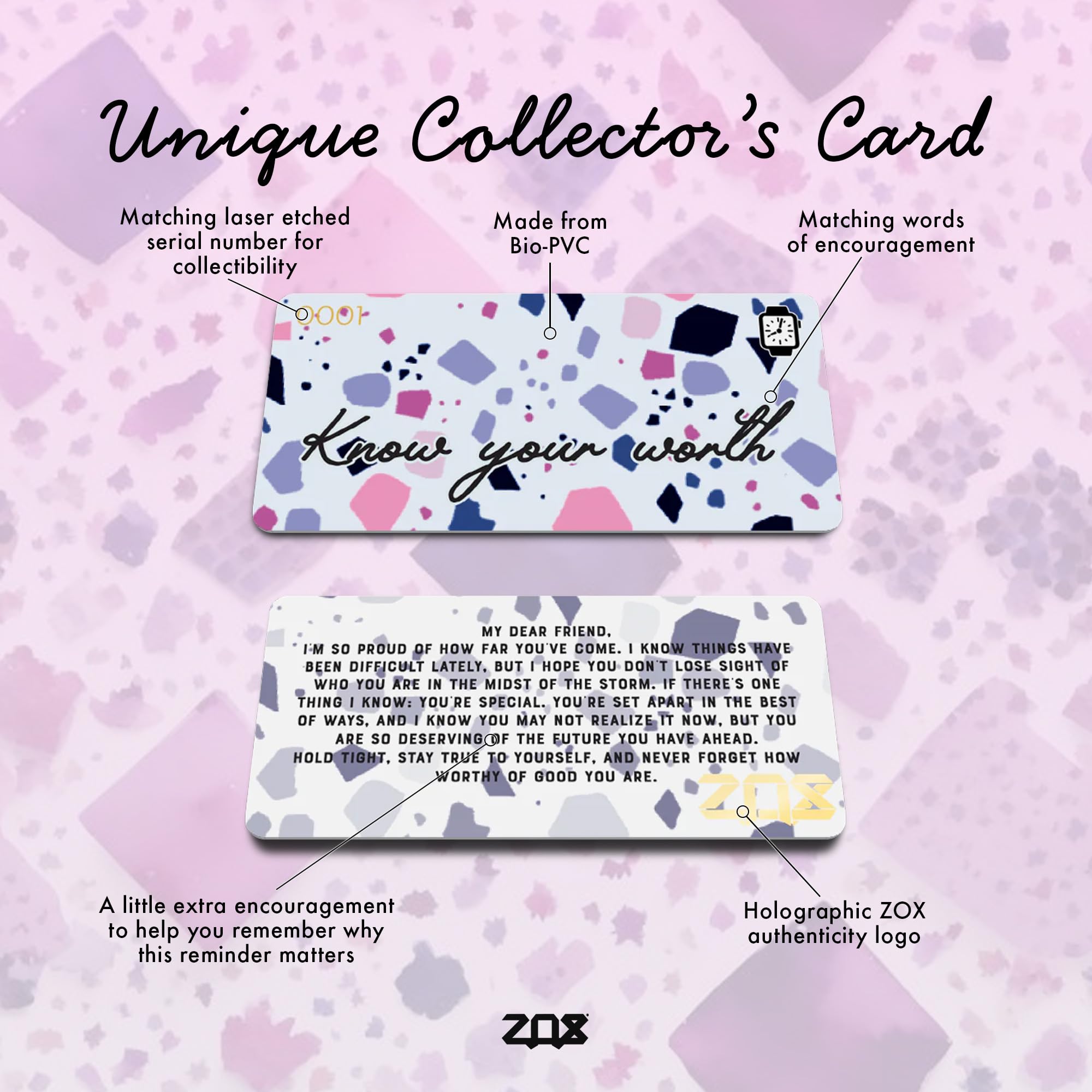 Zox Android Smart Watch Band - Know Your Worth | Soft, Adjustable Elastic Band With Motivational Affirmations And Beautiful Artw