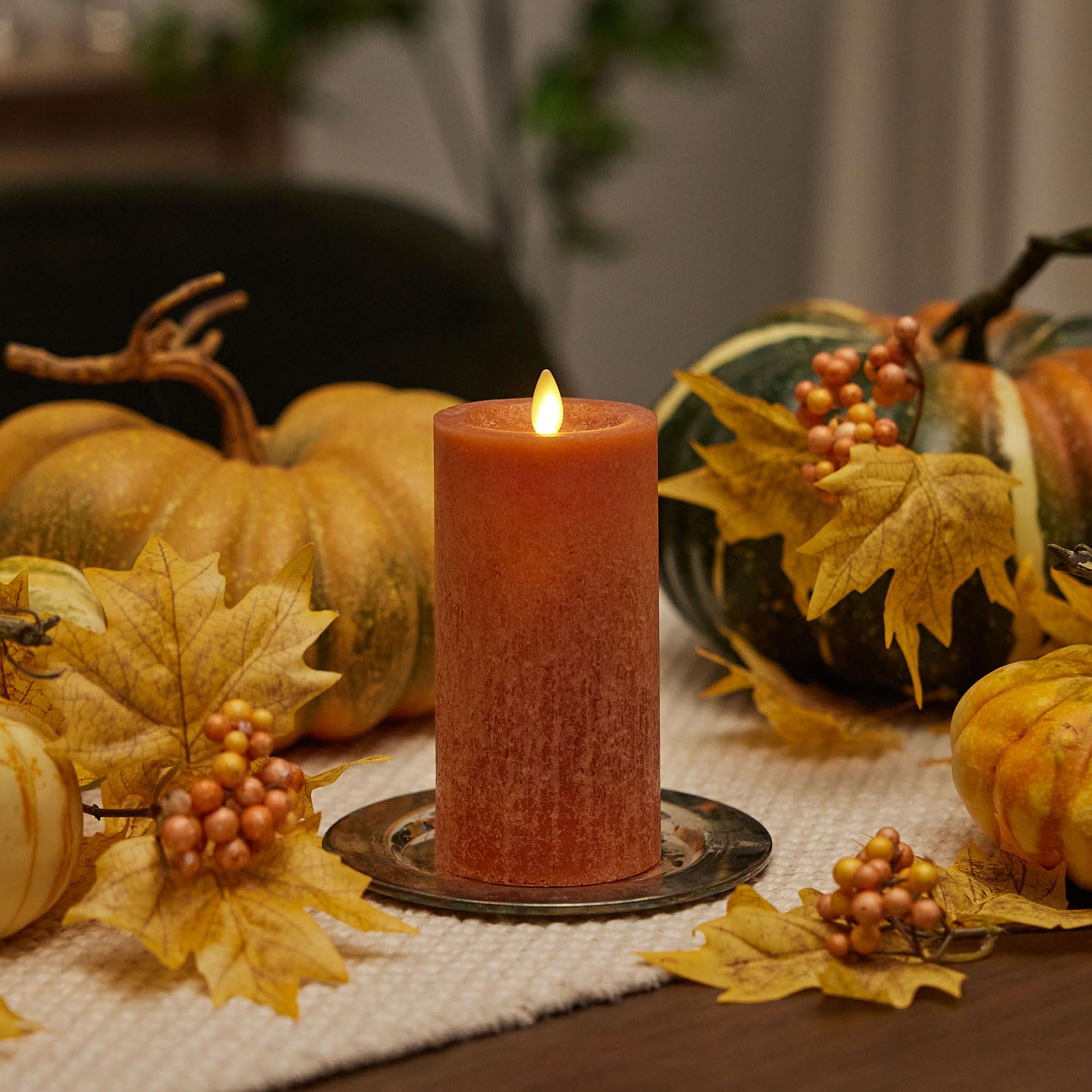 Luminara Sea Glass Flameless Candle, Adobe 3'' X 6.5'', Moving Led Flame Pillar With Timer, Battery Operated, Real Wax, Unscente